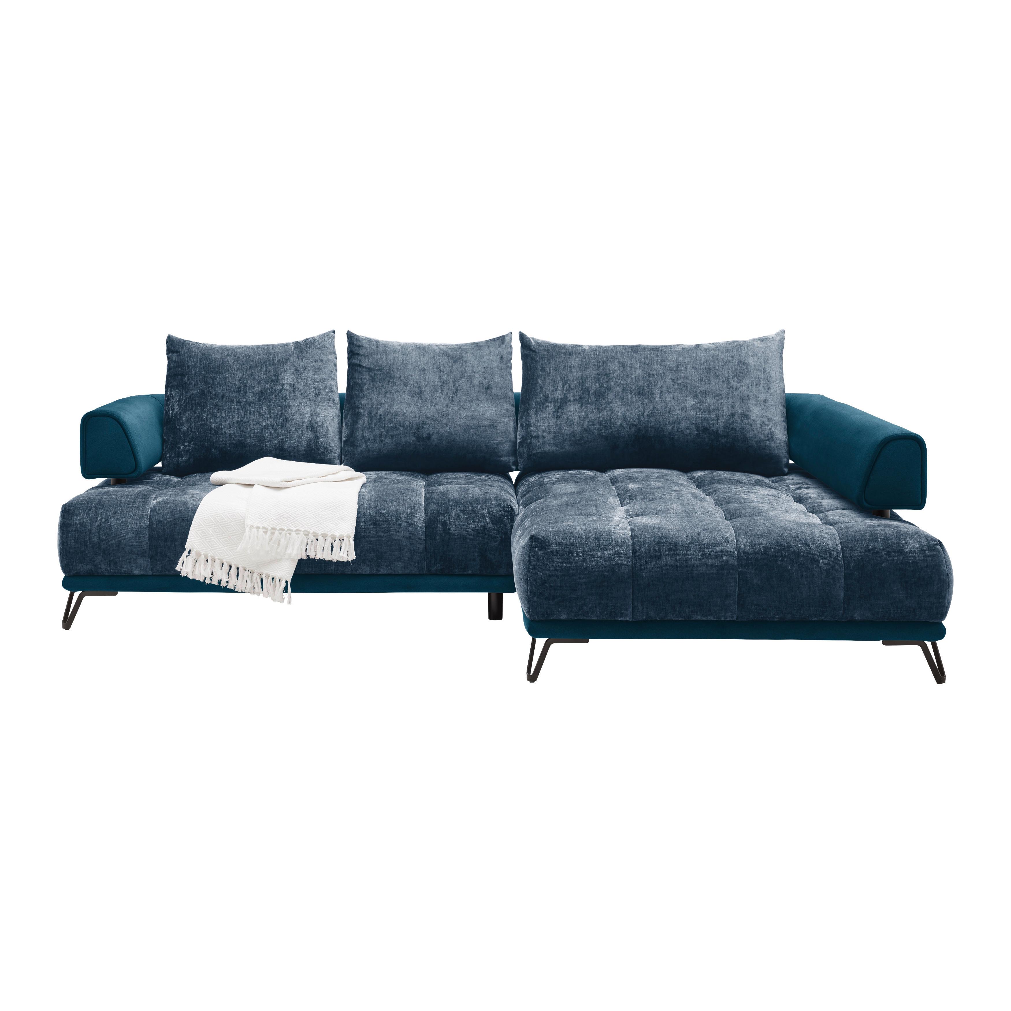 Ecksofa Morgan Royalblau - Royalblau/Schwarz, MODERN, Textil/Metall (262/67-87/184cm) - Mömax