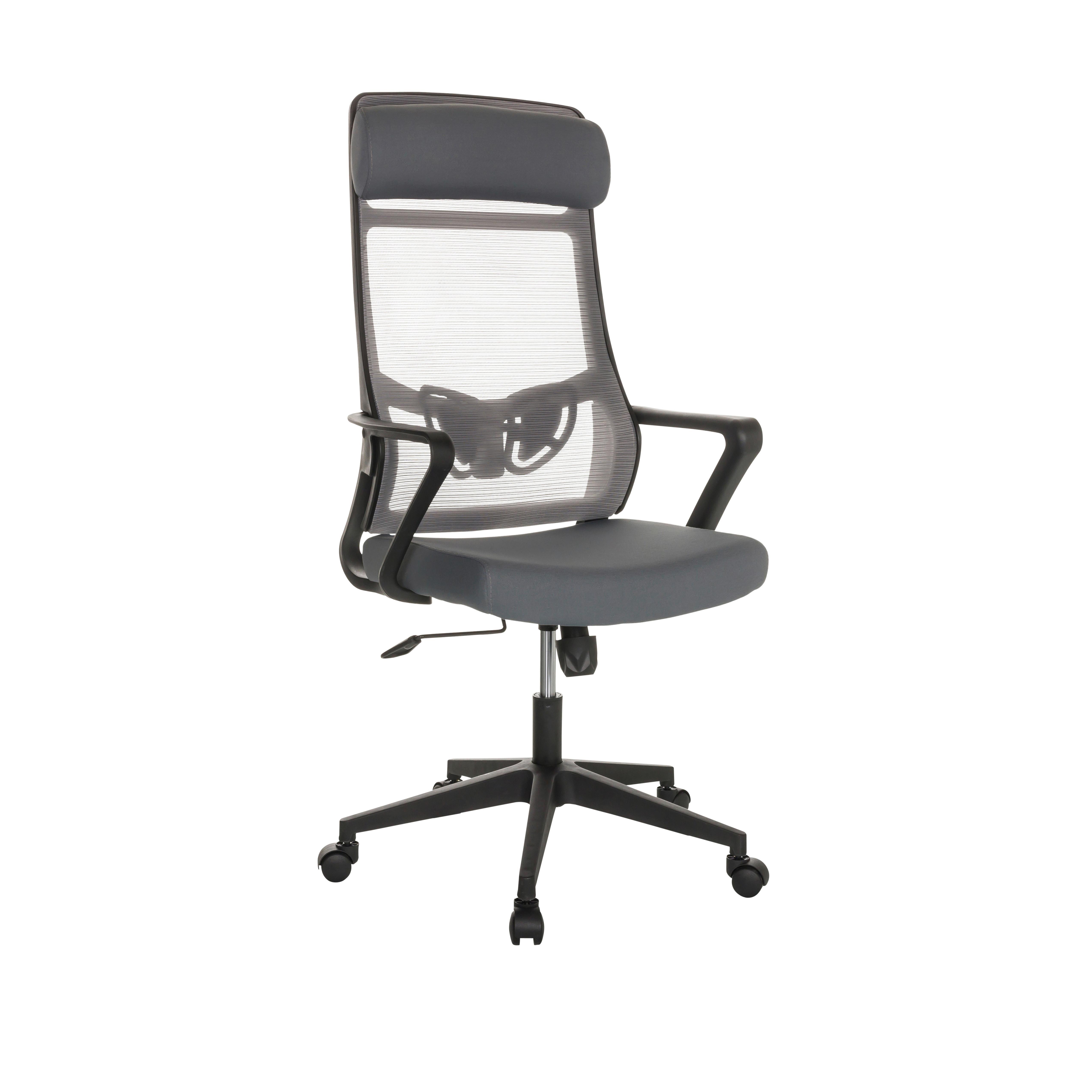 Pisarniški Stol Nekeo, Siva - siva/črna, Basics, umetna masa/tekstil (69/122-132/69cm) - MID.YOU