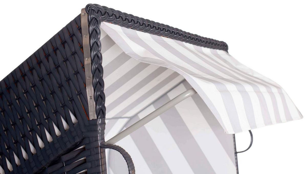 Strandkorb Profi Ostsee Poel Mahagoni/Grau/Weiß - Dunkelbraun/Weiß, KONVENTIONELL, Holz (124/159/87cm)