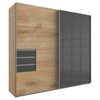 Ormar S Kliznim Vratima Saigon - siva/boje grafita, Konvencionalno, staklo/drvni materijal (225/208/64cm) - Premium Living