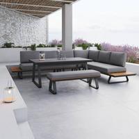 Dining-Loungeset Emmy Dunkelgr Metall/Outdoorstoff - Dunkelgrau/Anthrazit, MODERN, Kunststoff/Textil (318/71/78cm) - Bessagi Garden