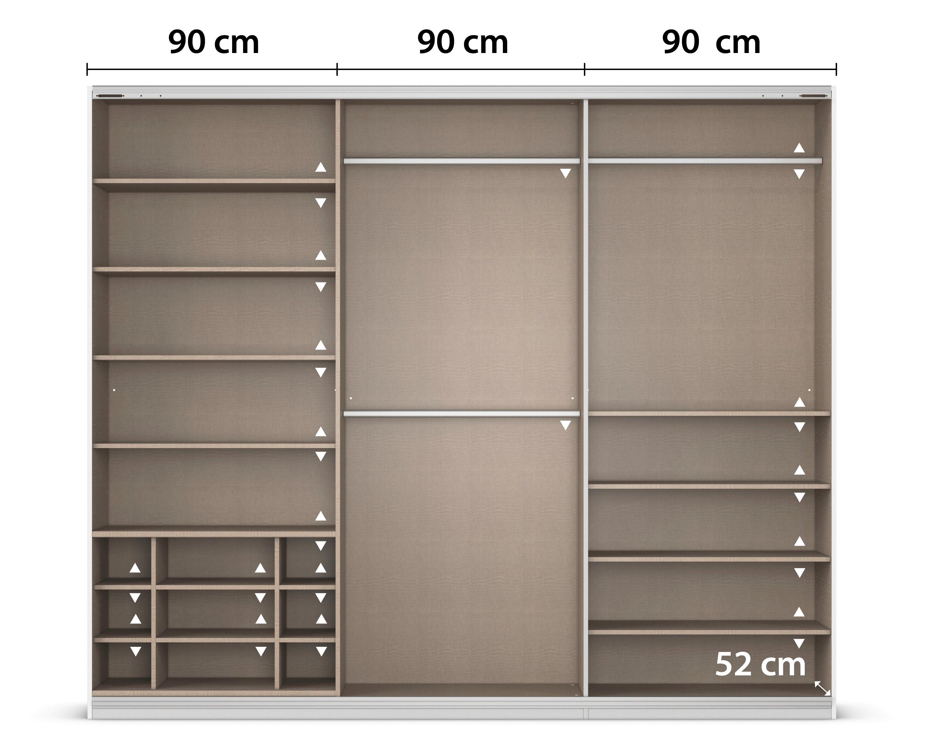 Schwebetürenschrank in Dunkelgrau ca. 271x229x62cm - Dunkelgrau/Alufarben, KONVENTIONELL, Glas/Holzwerkstoff (271/229/62cm) - Mömax