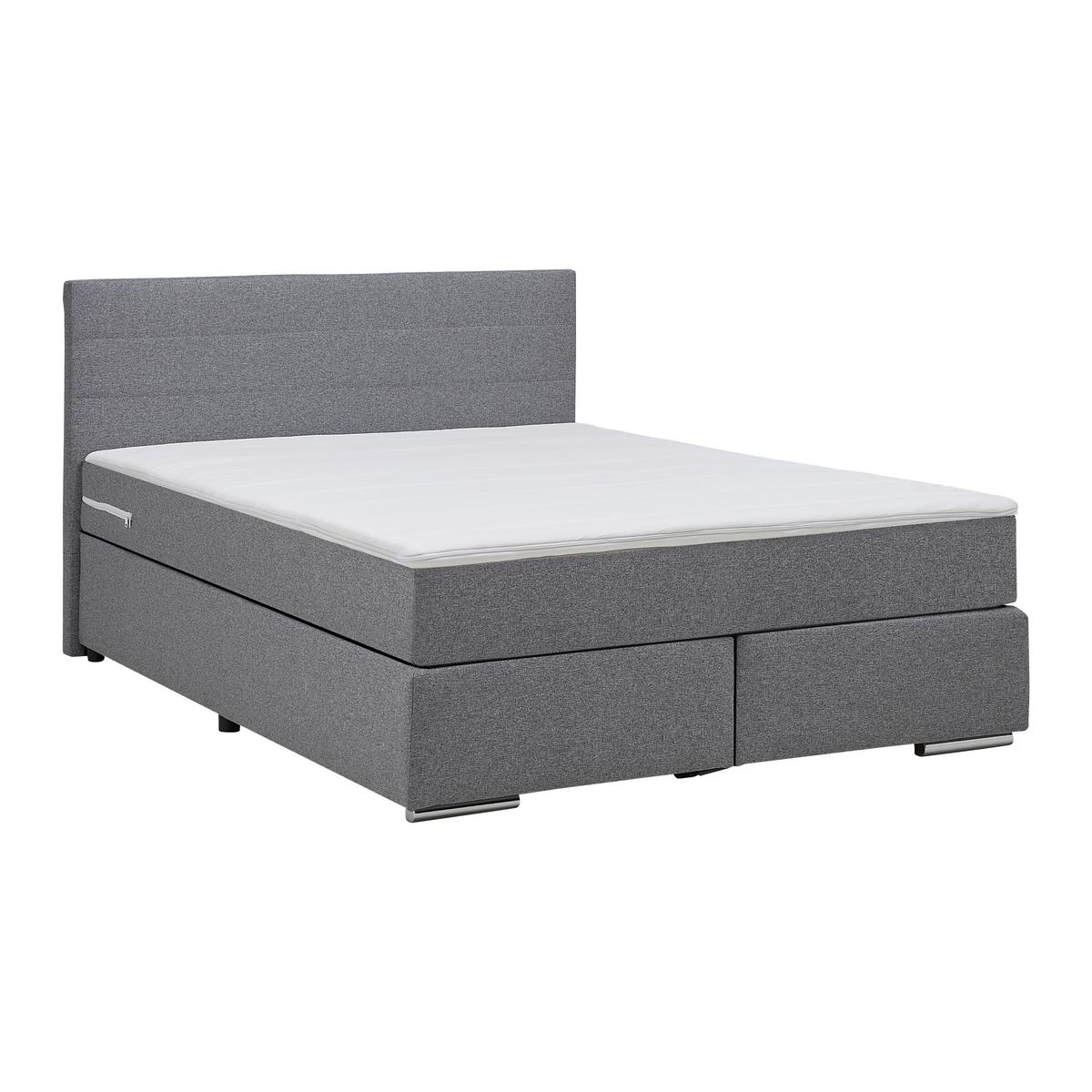 Boxspringbett Palermo in Grau ca. 140x200cm - Chromfarben/Grau, KONVENTIONELL, Kunststoff/Textil (140/200cm) - Based