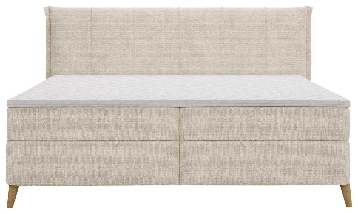 Boxbett Veloria Beige ca. 180x200cm - Beige/Schwarz, KONVENTIONELL, Textil/Metall (180/200cm) - Based