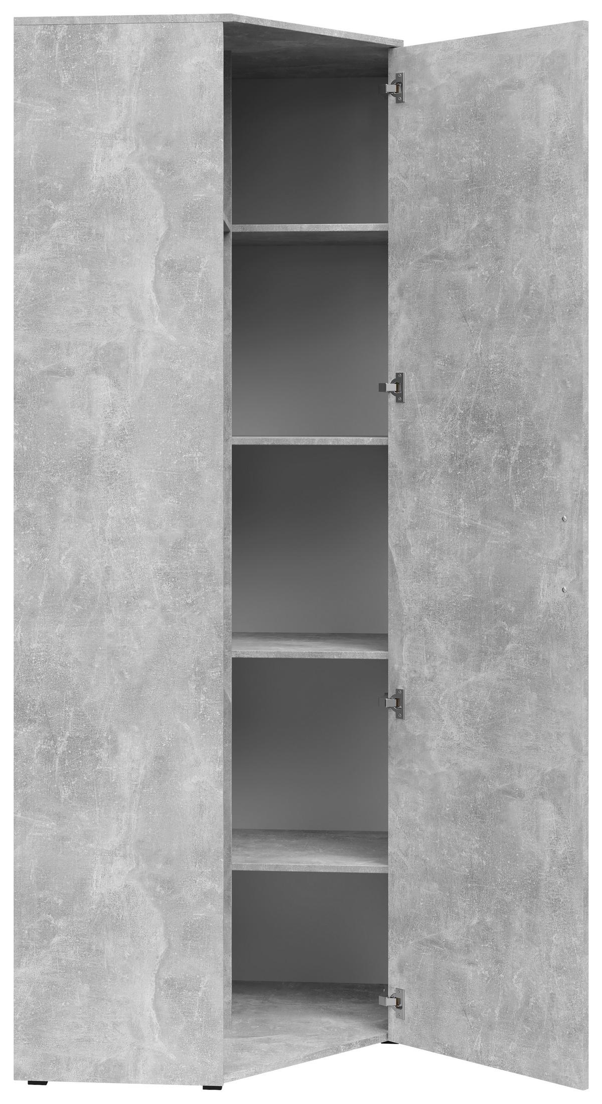 Eckschrank Multistauraum Betonoptik - Schwarz/Grau, MODERN, Holzwerkstoff/Kunststoff (71,5/195/71,5cm) - Mömax