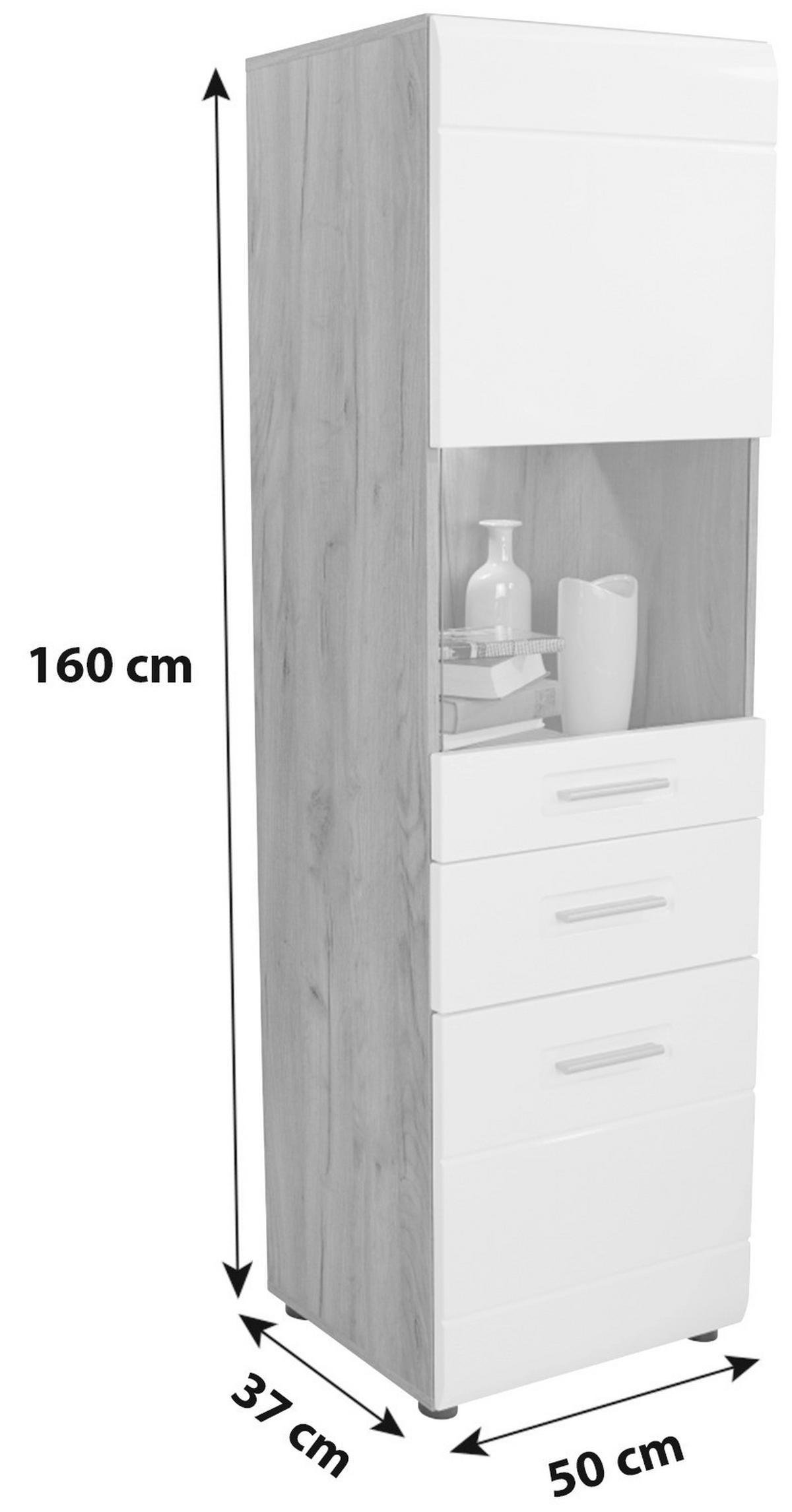 Vitrina Avensis New - črna/barve hrasta, Konvencionalno, umetna masa/steklo (50/160/37,1cm) - Mömax