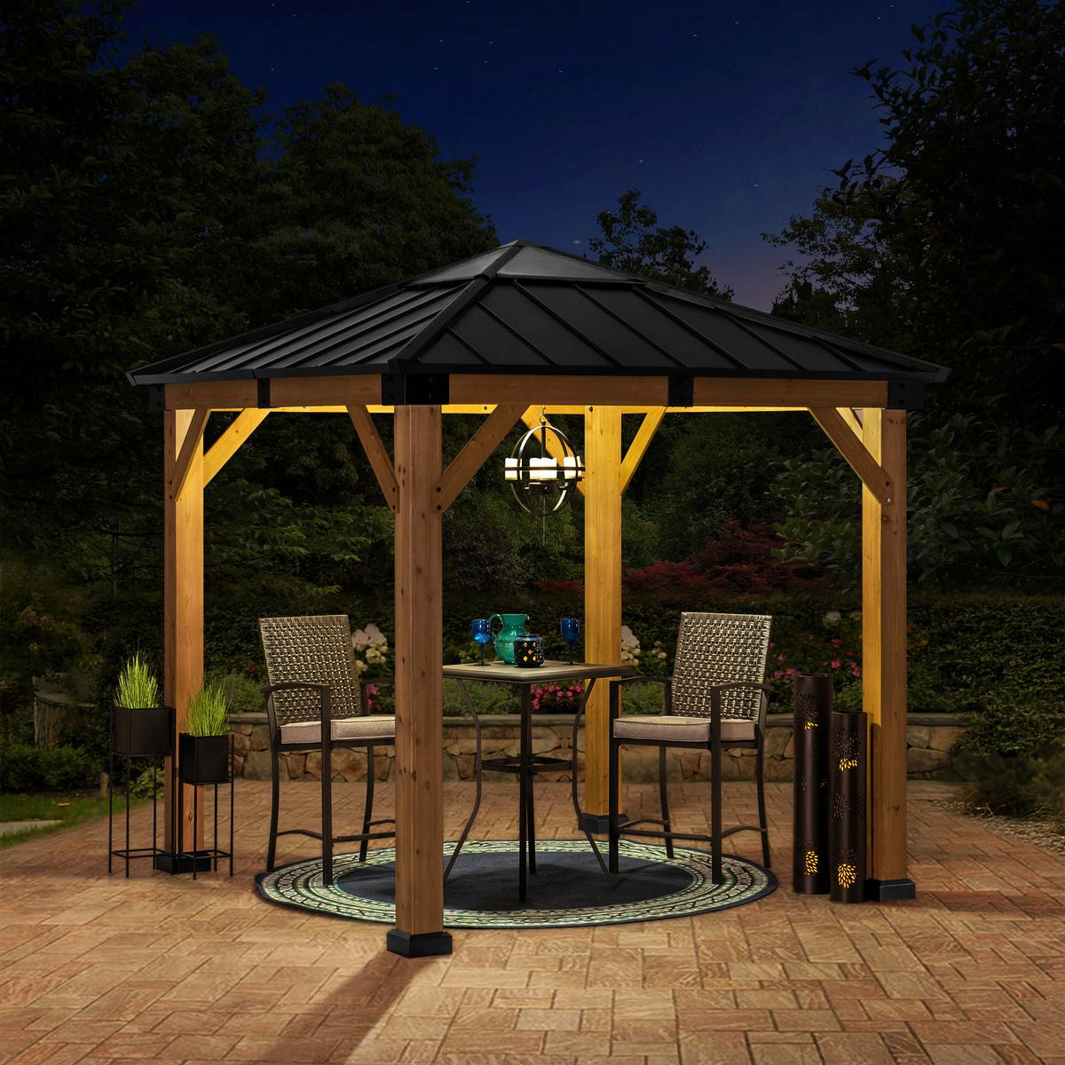 Pavillon Gazebo Rapi Anthrazit/Naturfarben - Anthrazit, Basics, Metall (273/274/273cm) - Modante