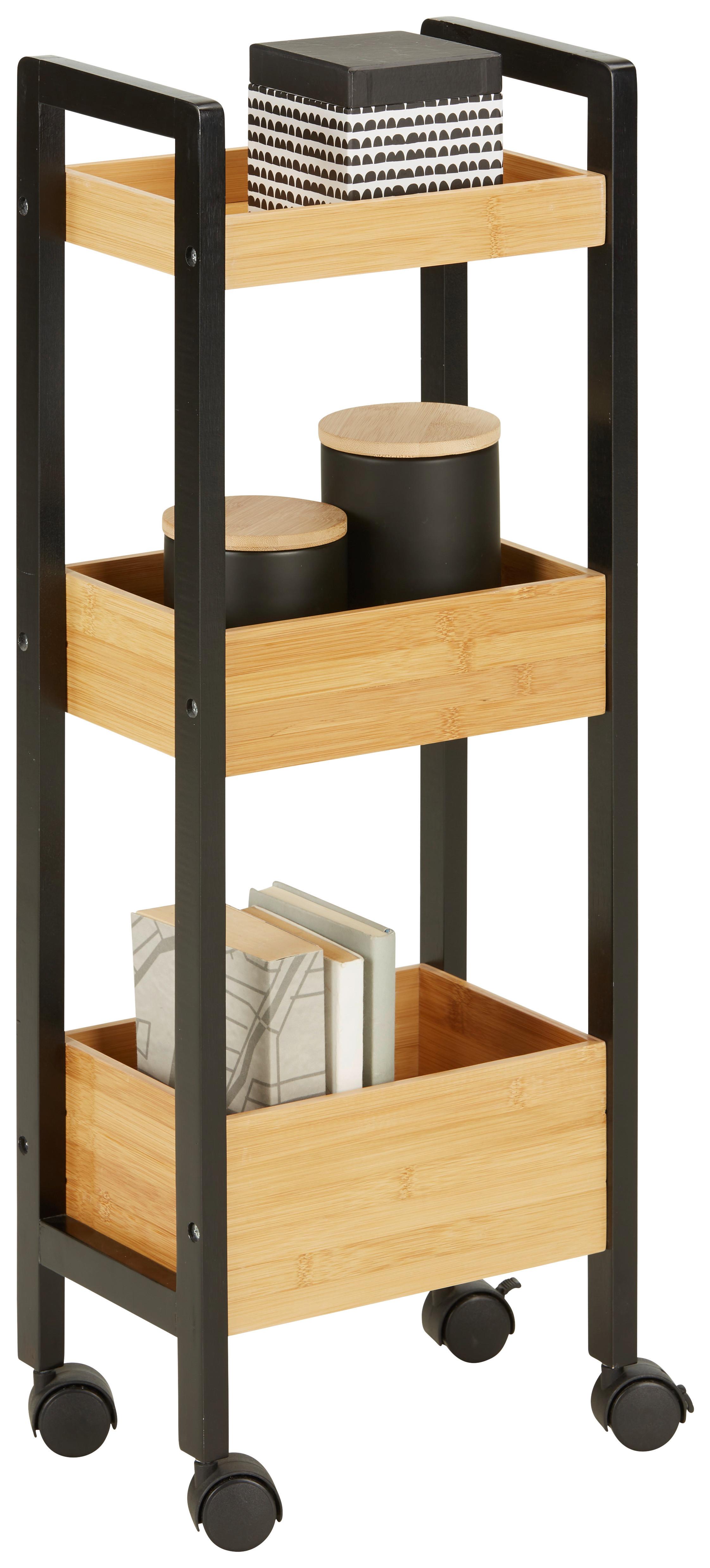 RULLVAGN ANNI -BASED/SB- - svart/naturfärgad, Modern, plast/naturmaterial (28,5/79/19cm) - Based