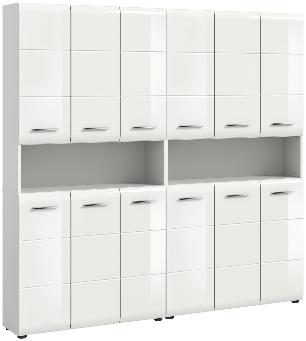 Hochschrank Ice ca. 180x185 cm Weiß - Weiß Hochglanz/Silberfarben, MODERN, Holzwerkstoff/Kunststoff (180/185/30cm) - MID.YOU