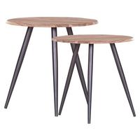 ZESTAW STOLIKÓW BOCZNYCH FIRESTONE - kolor akacjowy/czarny, Design, metal/drewno - Carryhome
