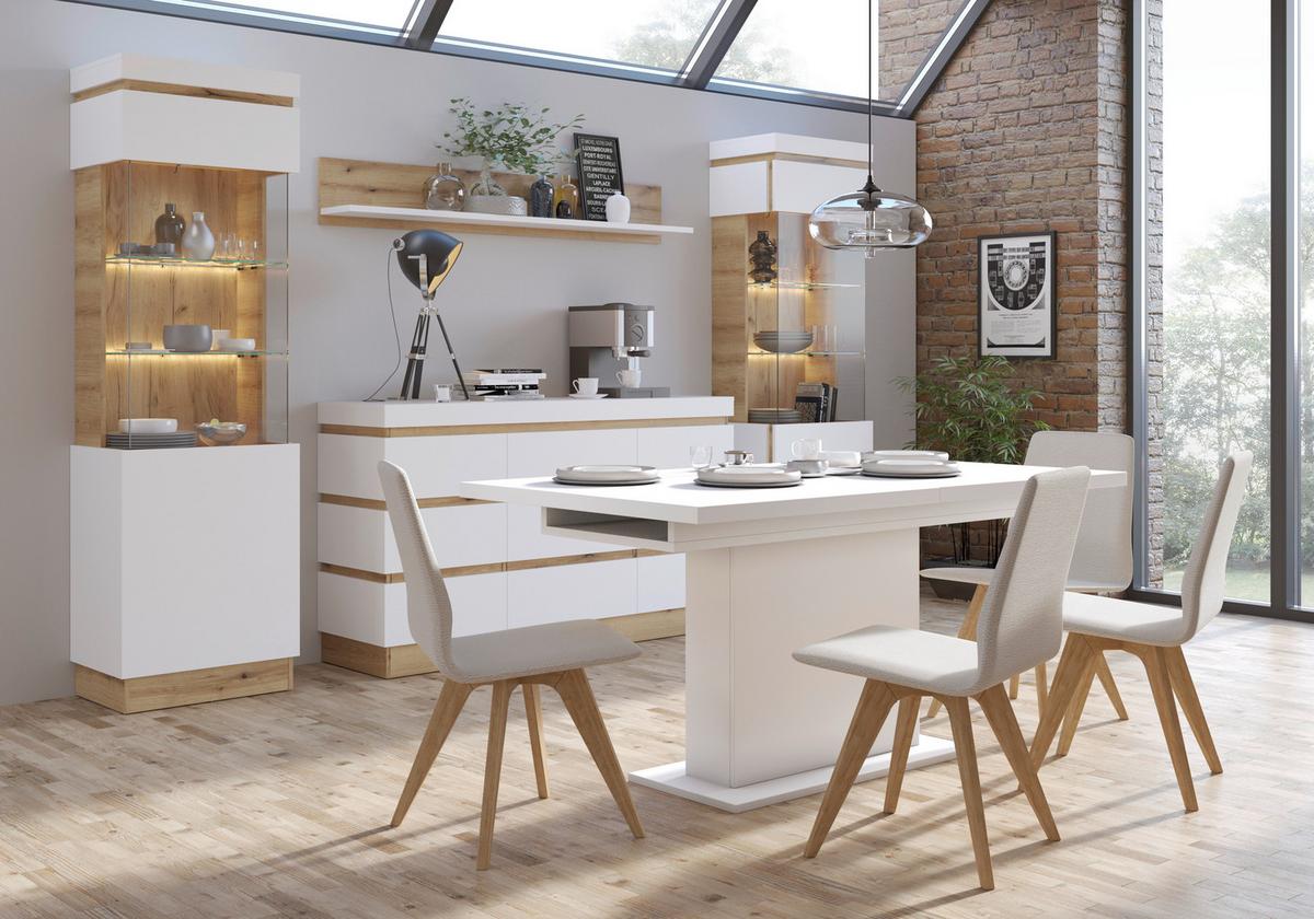 Vitrina Calabria - barve hrasta/bela, Trend, umetna masa/steklo (166,8/163/40cm)