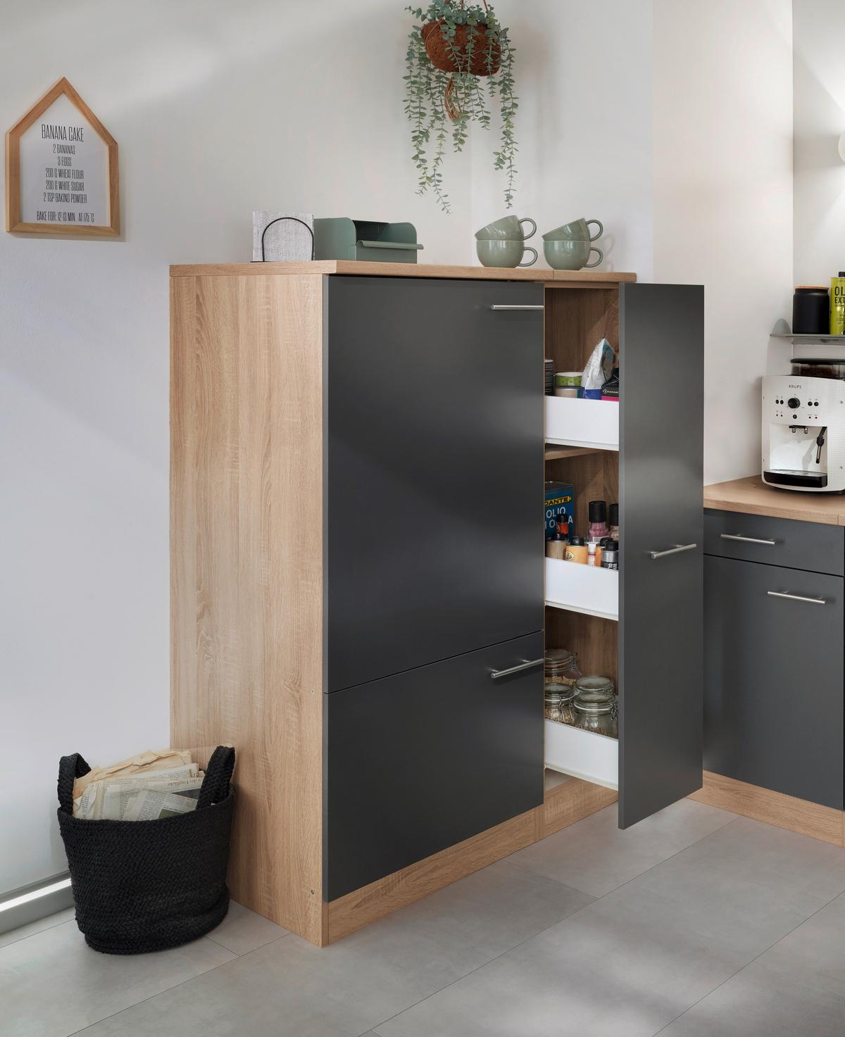 Kuhinjski Blok Z Aparati Merle, 310cm - barve nerjavečega jekla/siva, Basics, kovina/steklo (310cm) - Respekta