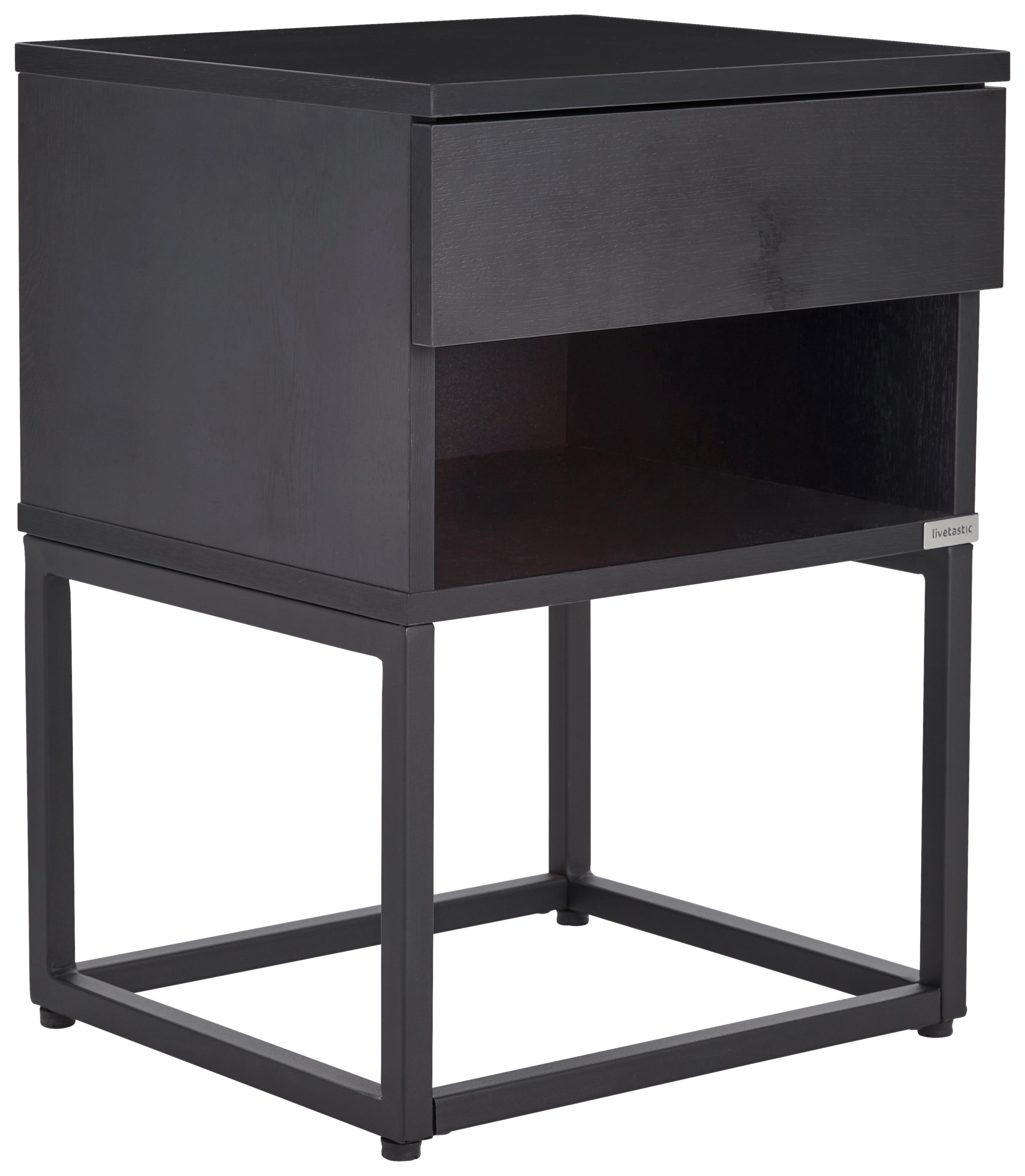 SZAFKA NOCNA AMSTERN S02 BLACK - czarny, Modern, materiał drewnopochodny/metal (40/55/35cm) - Livetastic