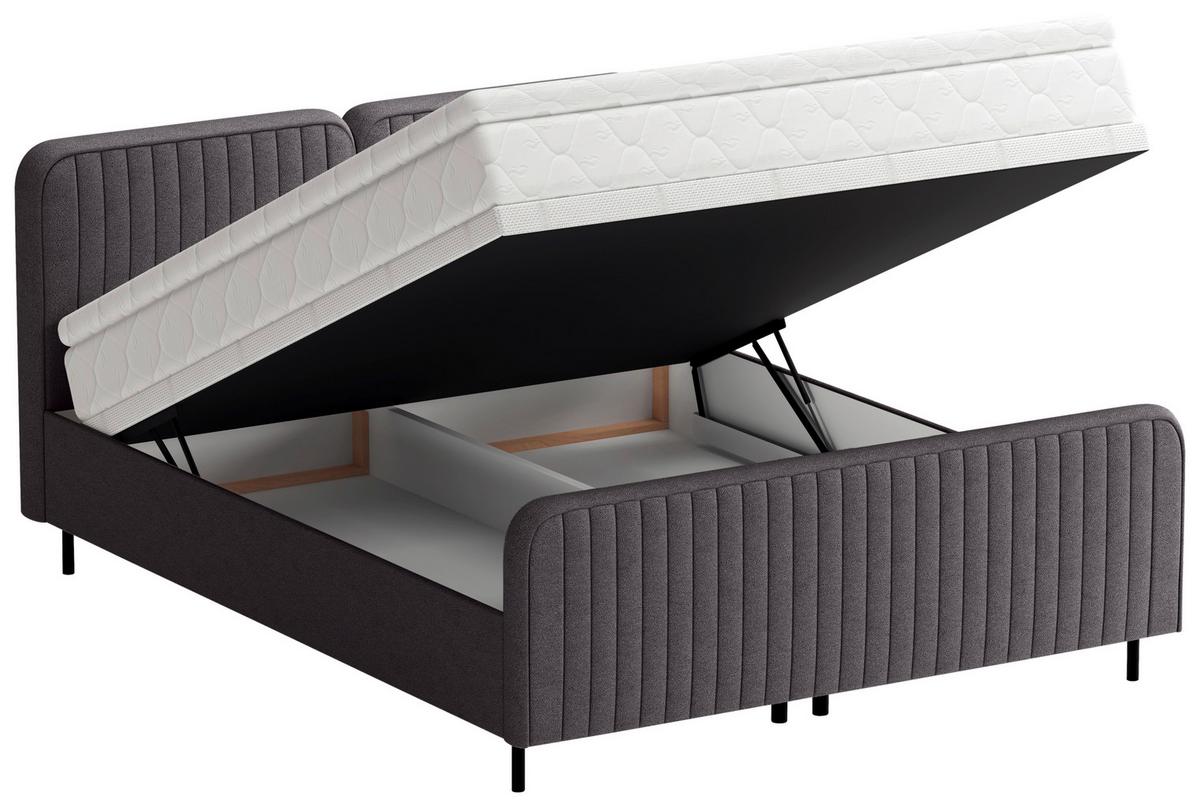 Boxbett Livetto Anthrazit ca. 180x200cm - Anthrazit/Schwarz, KONVENTIONELL, Holz/Textil (180/200cm) - Mömax