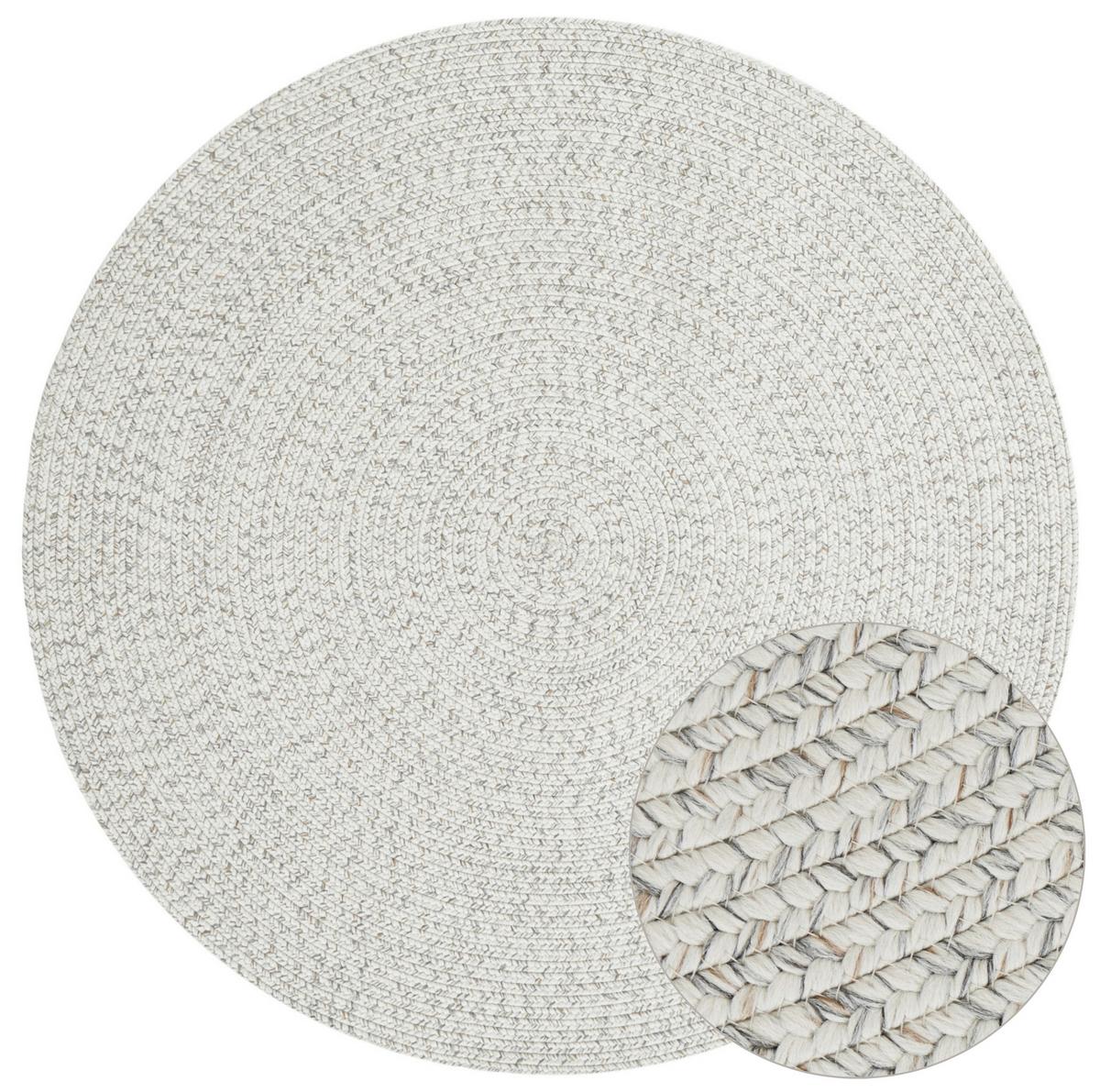 Outdoorteppich Trenzado Creme Ø ca. 150cm - Multicolor/Creme, Design, Kunststoff (150cm)