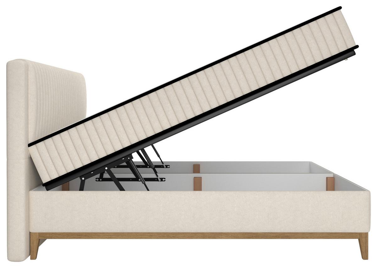 Bett Elena Creme ca. 180x200cm - Creme, KONVENTIONELL, Holz/Holzwerkstoff (180/200cm) - Sembella
