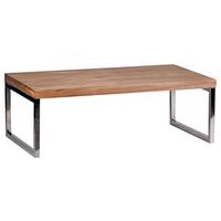 Couchtisch Guna in Dunkelbraun Akazienholz - Chromfarben/Akaziefarben, Design, Holz/Metall (120/60/40cm) - MID.YOU