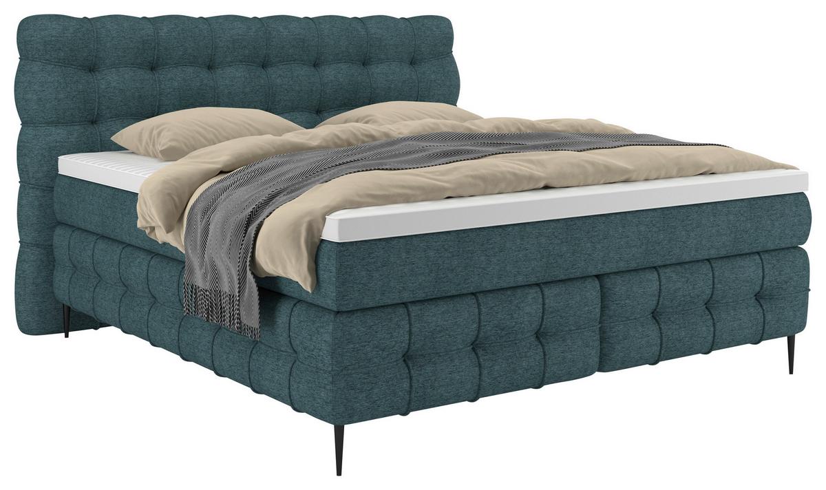 PAT BOXSPRING SCARLETT - turcoaz, Konventionell, lemn/textil (180/200cm)