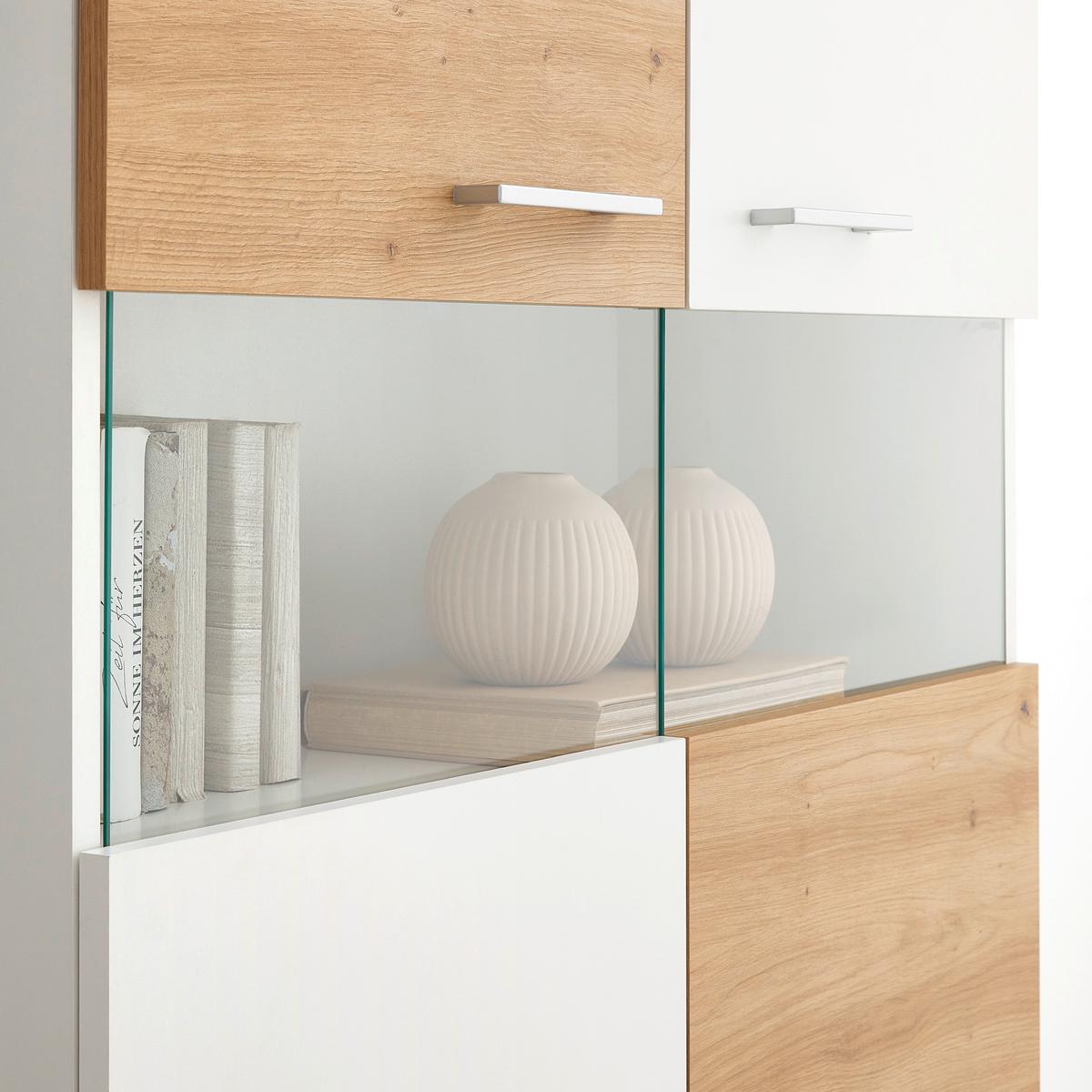 Comodă înaltă VALENCIA - Modern, sticlă/material pe bază de lemn (85/113,4/35cm) - Modern Living