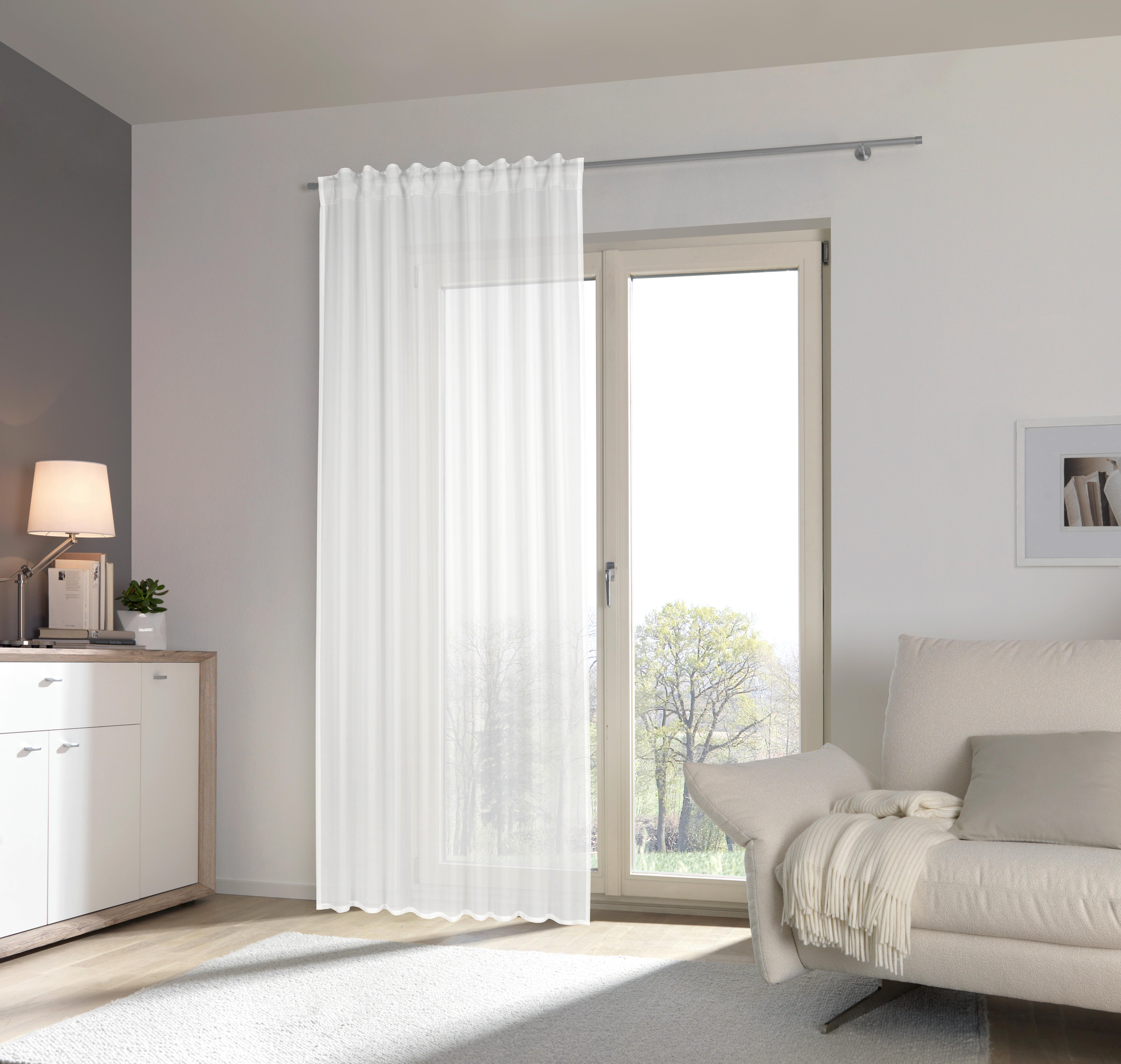 ZASŁONA GOTOWA CHIFFON 2 SZT. - biały, Basics, tkanina (140/245cm) - Esposa