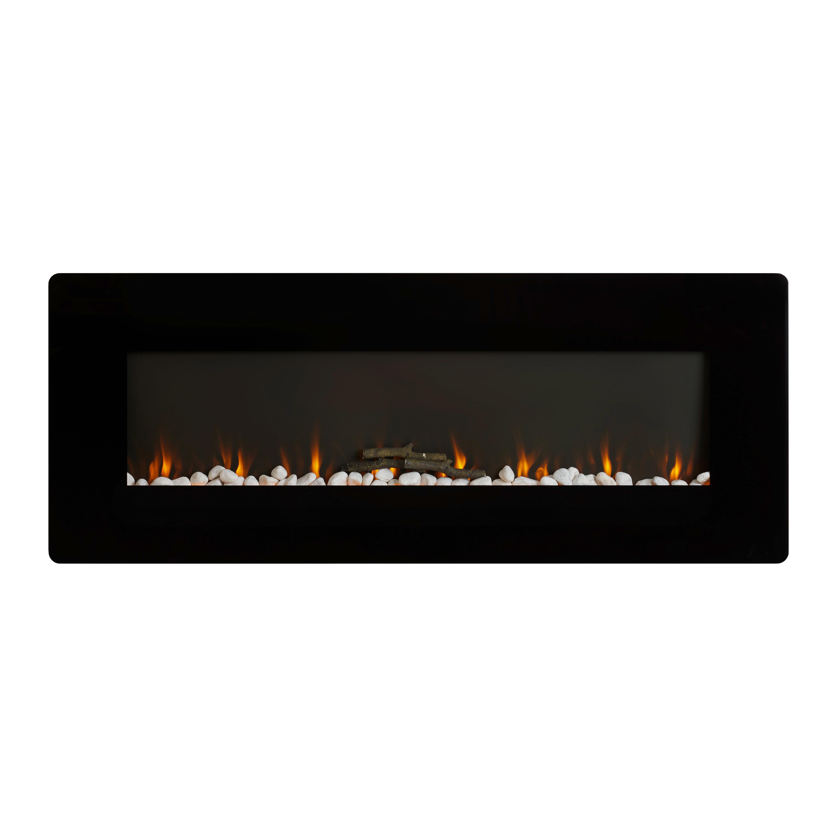 Elektrokamin Blaze Schwarz Wandmontage mit Fernbedienung - Schwarz, MODERN, Glas/Metall (127/50/10,5cm) - Premium Living