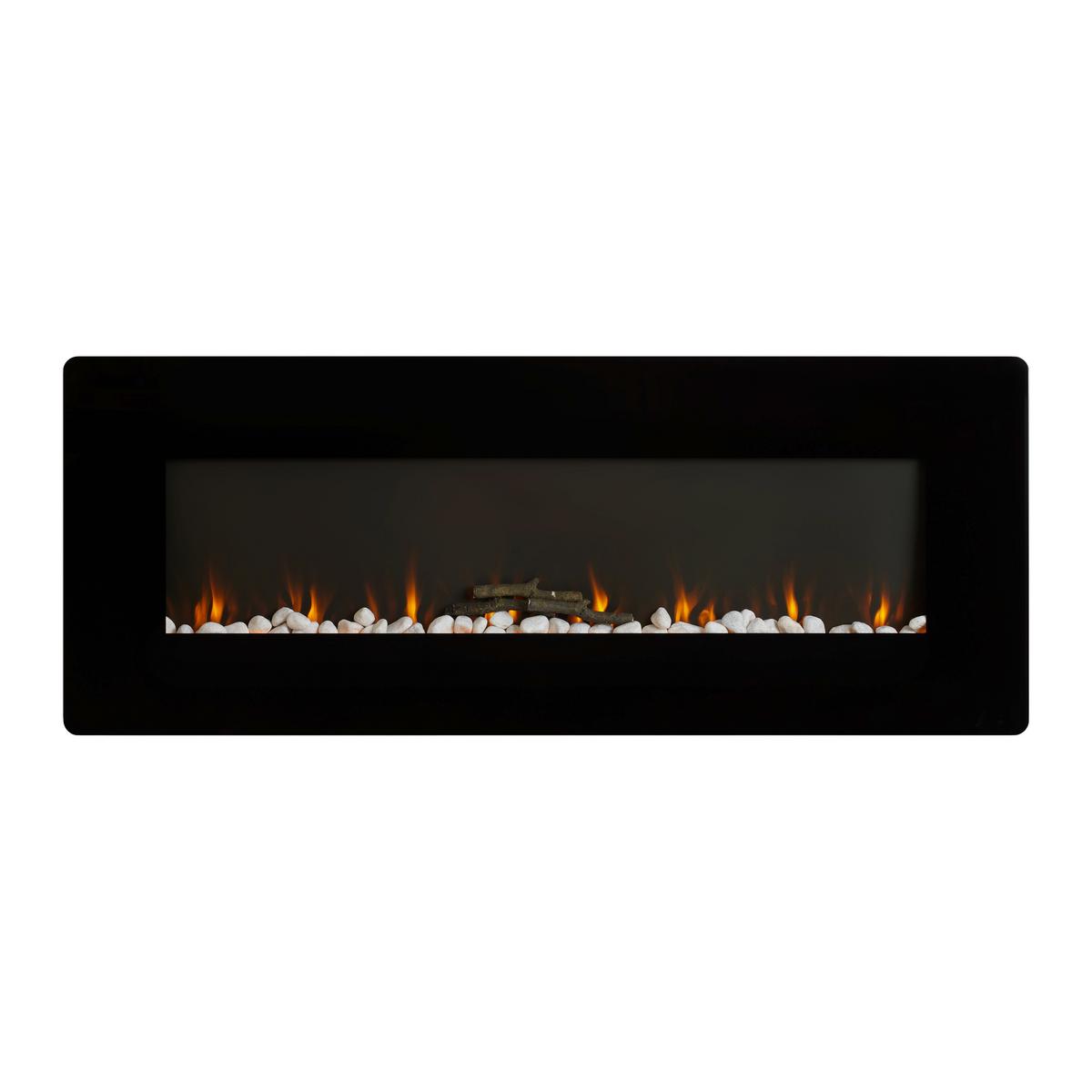 Elektrokamin Blaze Schwarz Wandmontage mit Fernbedienung - Schwarz, MODERN, Glas/Metall (127/50/10,5cm) - Premium Living