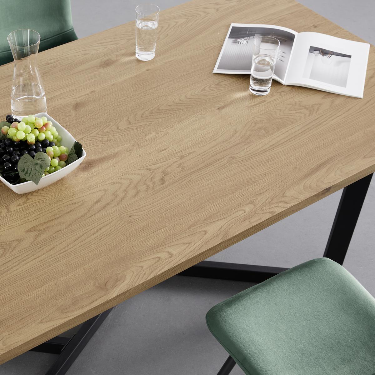 ESSTISCH AVOLA - Eichefarben/Schwarz, Modern, Holzwerkstoff/Metall (180/90/76cm) - Bessagi Home