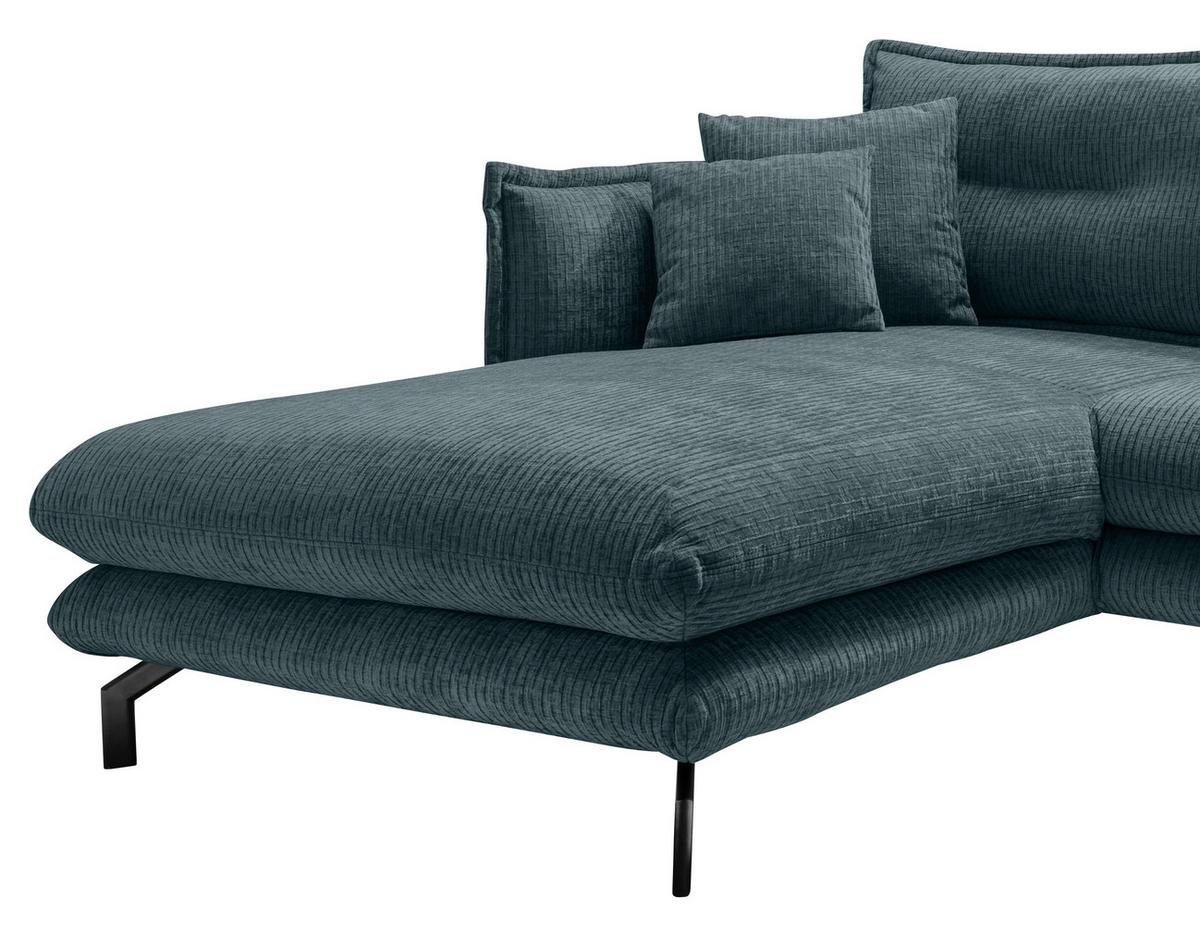 ECKSOFA LAVA - Blau/Schwarz, Design, Textil/Metall (180/255cm) - Livetastic