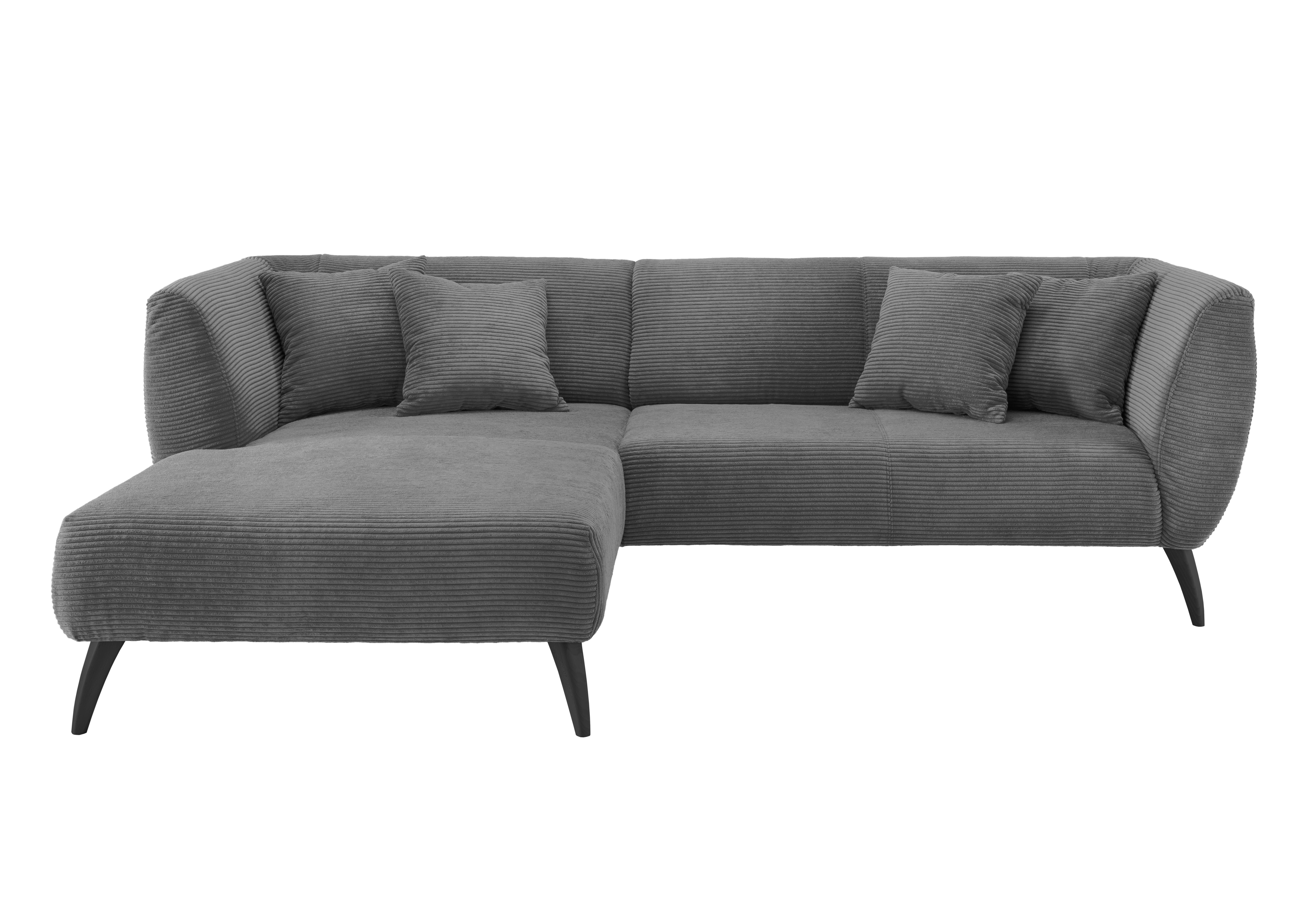 Wohnlandschaft Colori Grau Cord - Schwarz/Grau, MODERN, Holz/Textil (160/264cm) - MID.YOU