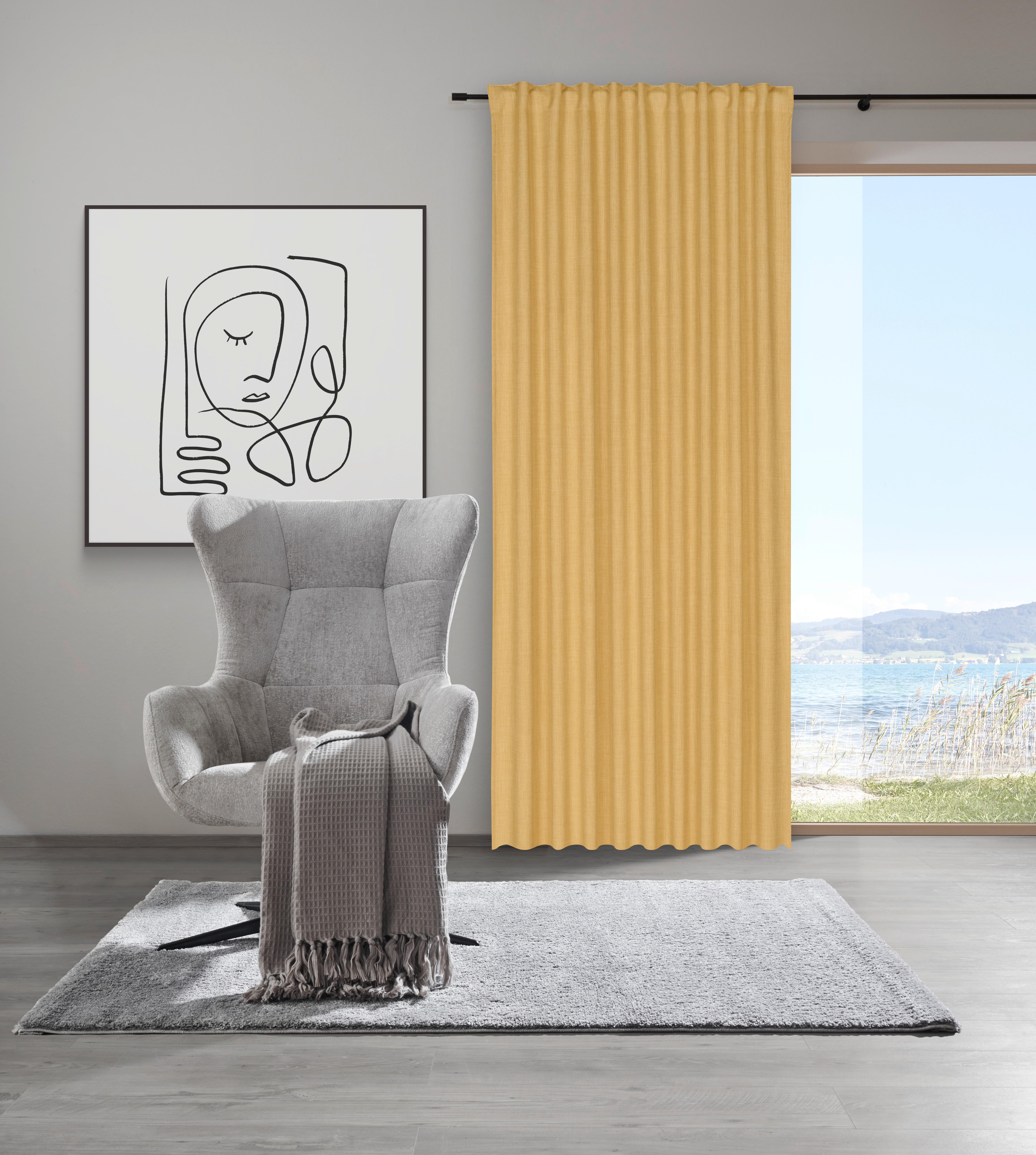 Fertigvorhang Leo Gelb ca. 135x300cm - Gelb, MODERN, Textil (135/300cm) - Premium Living