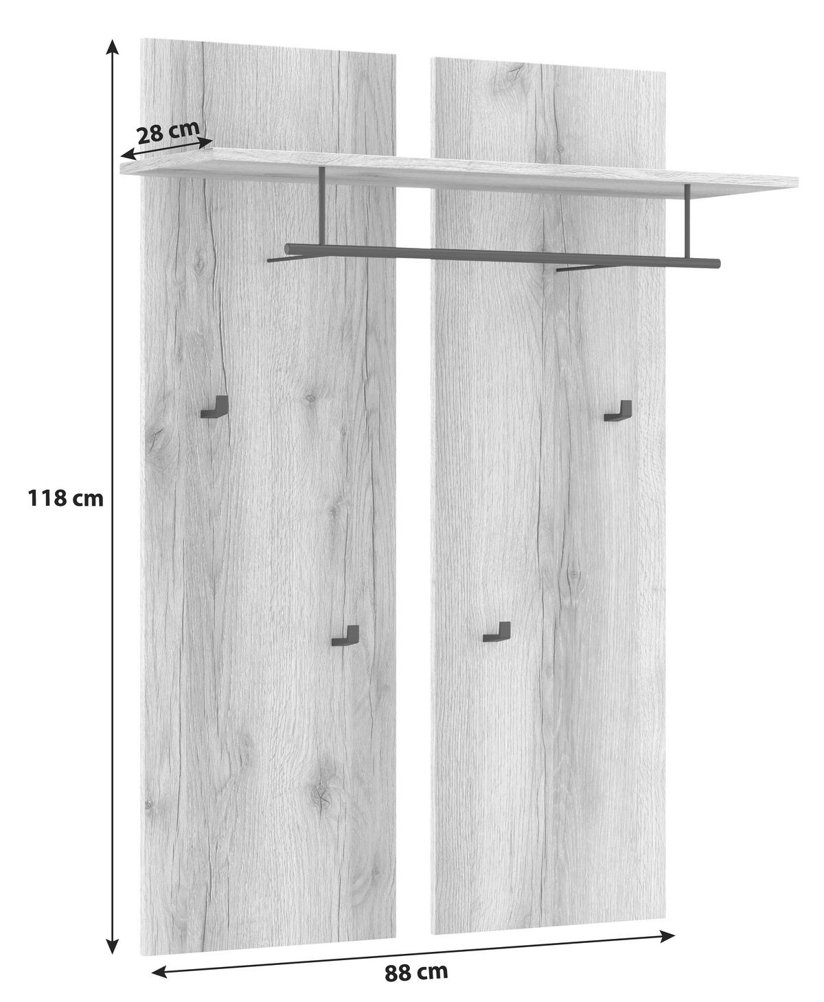 Garderobni Panel Vancouver, Barva Hrasta - barve hrasta, Moderno, leseni material (88/118/28cm) - Mömax