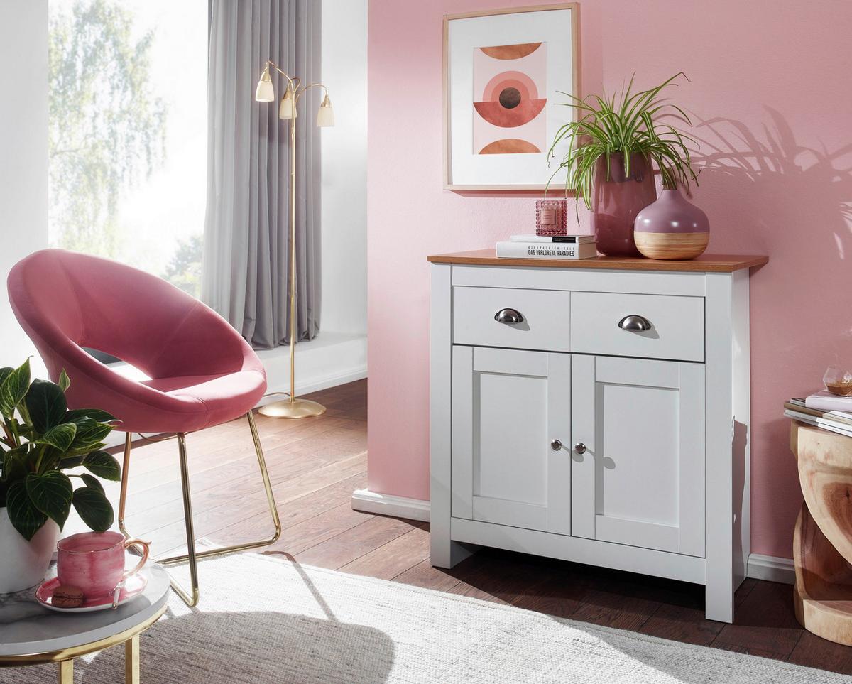 Komód Mid.you - barna/fehér, Modern, faalapú anyag/fém (79/81/34,5cm) - MID.YOU