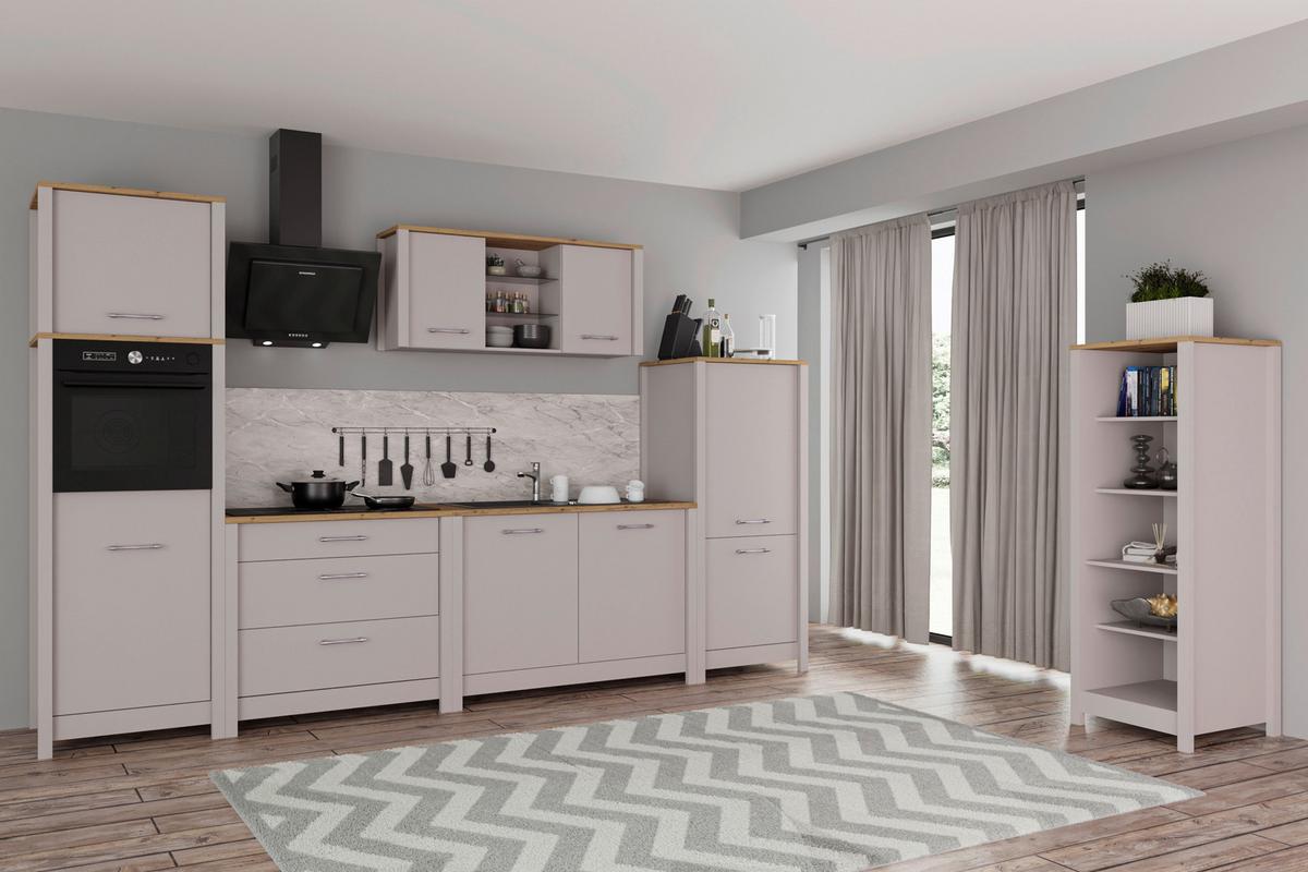 Aufsatzschrank Sardegna Kaschmir/Eiche - Kaschmir/Silberfarben, ROMANTIK / LANDHAUS, Holzwerkstoff/Metall (70/60/60cm) - home24