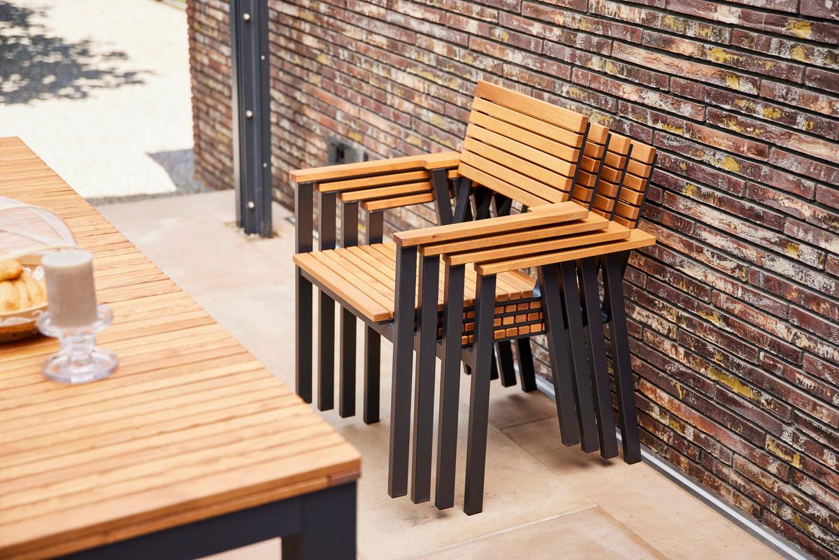 Gartensessel-Set Bozen 2-tlg. Echtholz/Schwarz - Naturfarben, Basics, Holz/Metall (60/83/58,5cm) - Siena Garden