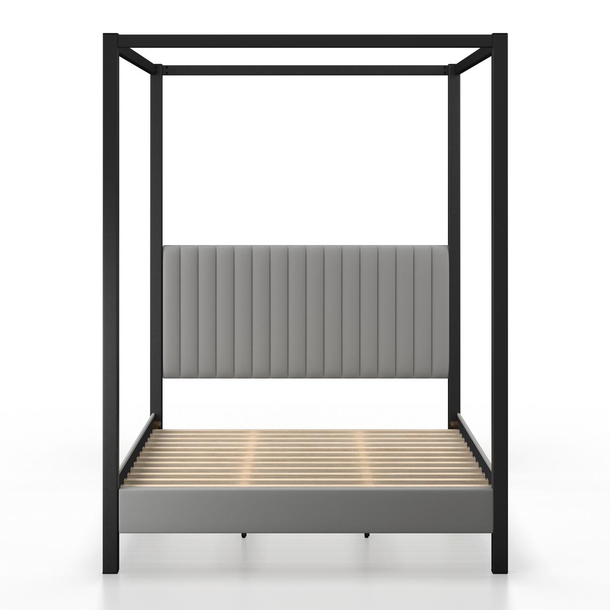 Oblazinjena Postelja Mona - svetlo rjava/siva, Moderno, kovina/tekstil (180/200cm) - Bessagi Home