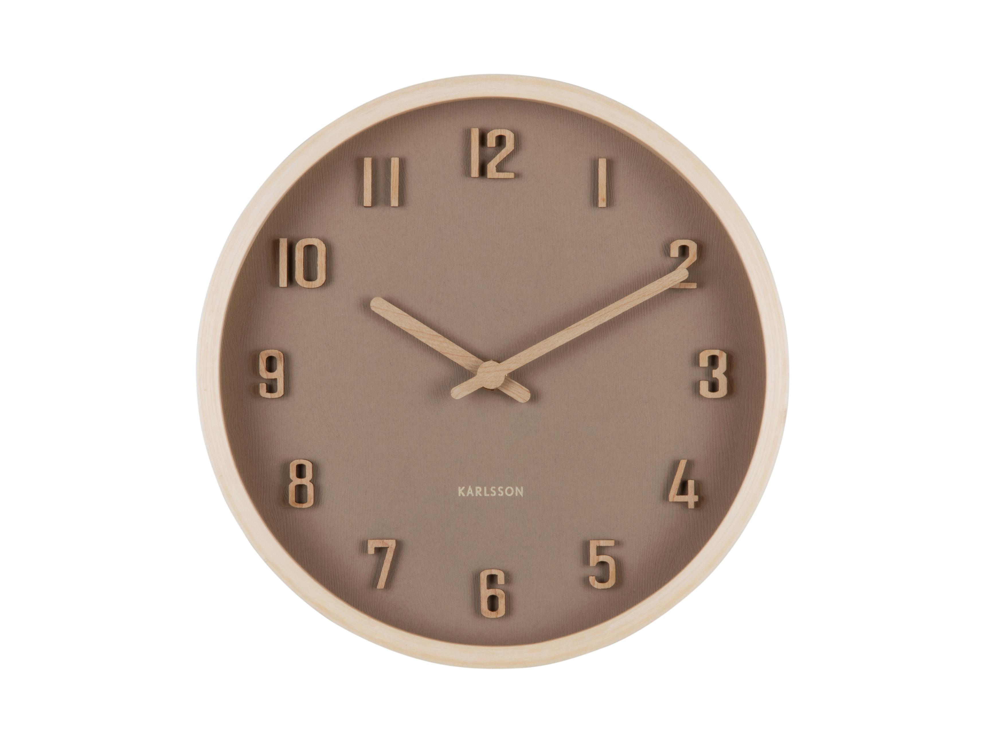 ZEGAR ŚCIENNY NERVADURA SMALL - jasnobrązowy, Basics, materiał drewnopochodny (22cm) - Karlsson