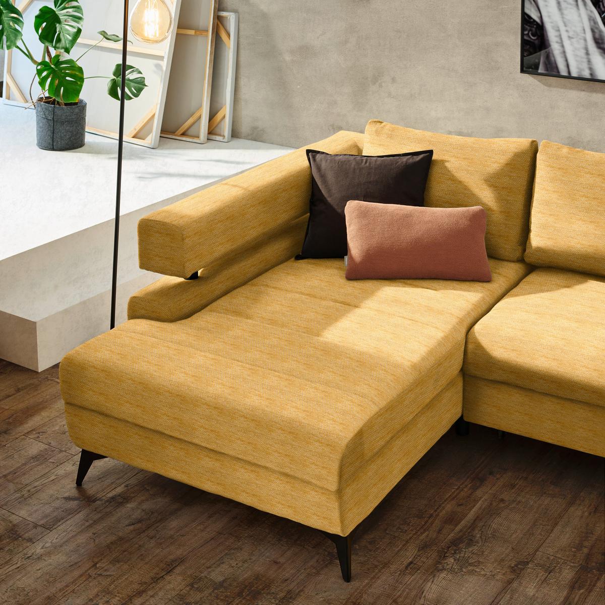 Kutna Garnitura Rosalie - curry žuta/crna, Konvencionalno, tekstil/metal (184/75-89/265cm) - Modern Living
