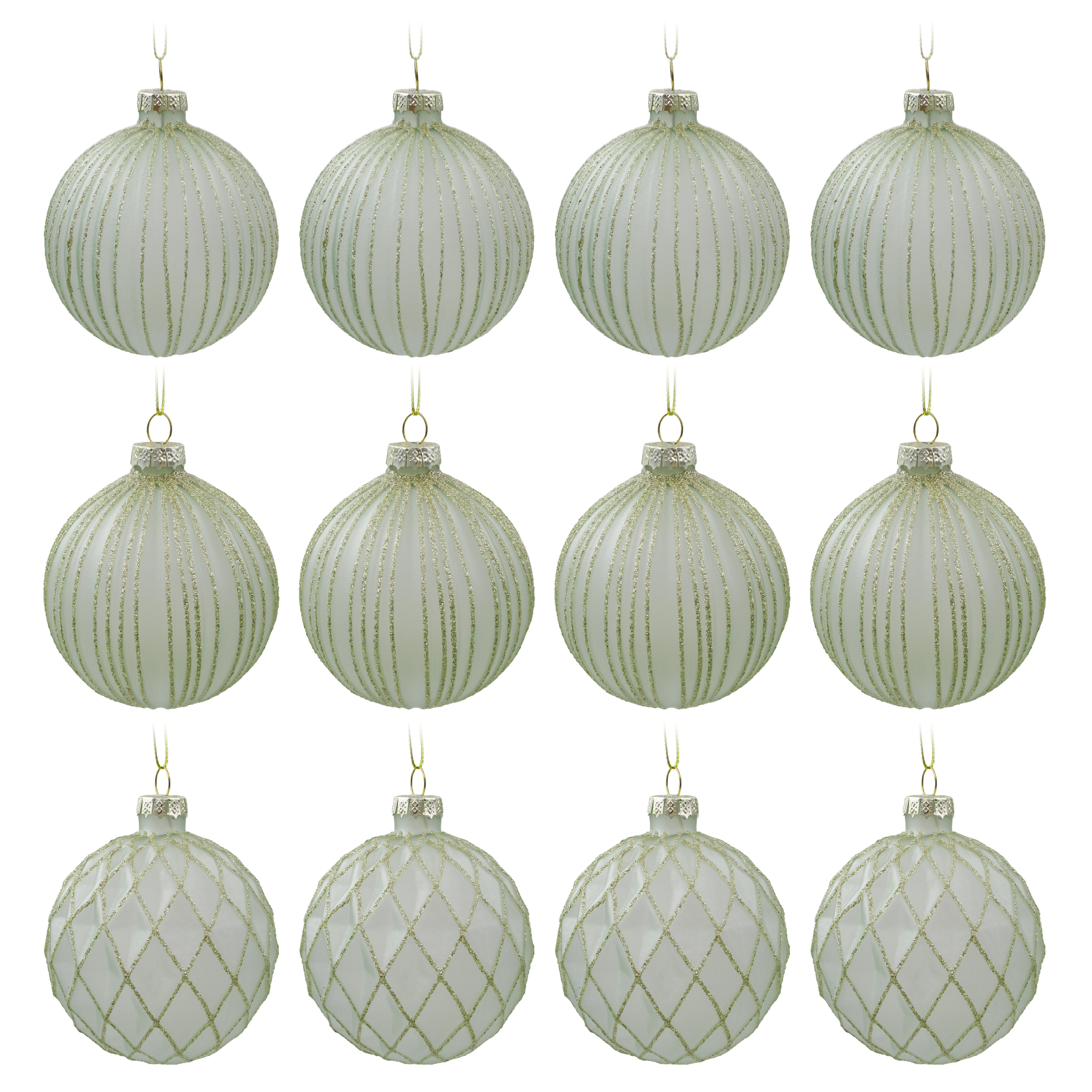 Karácsonyfagömbszett Miracle - zöld, Üveg/textil (8cm) - Modern Living