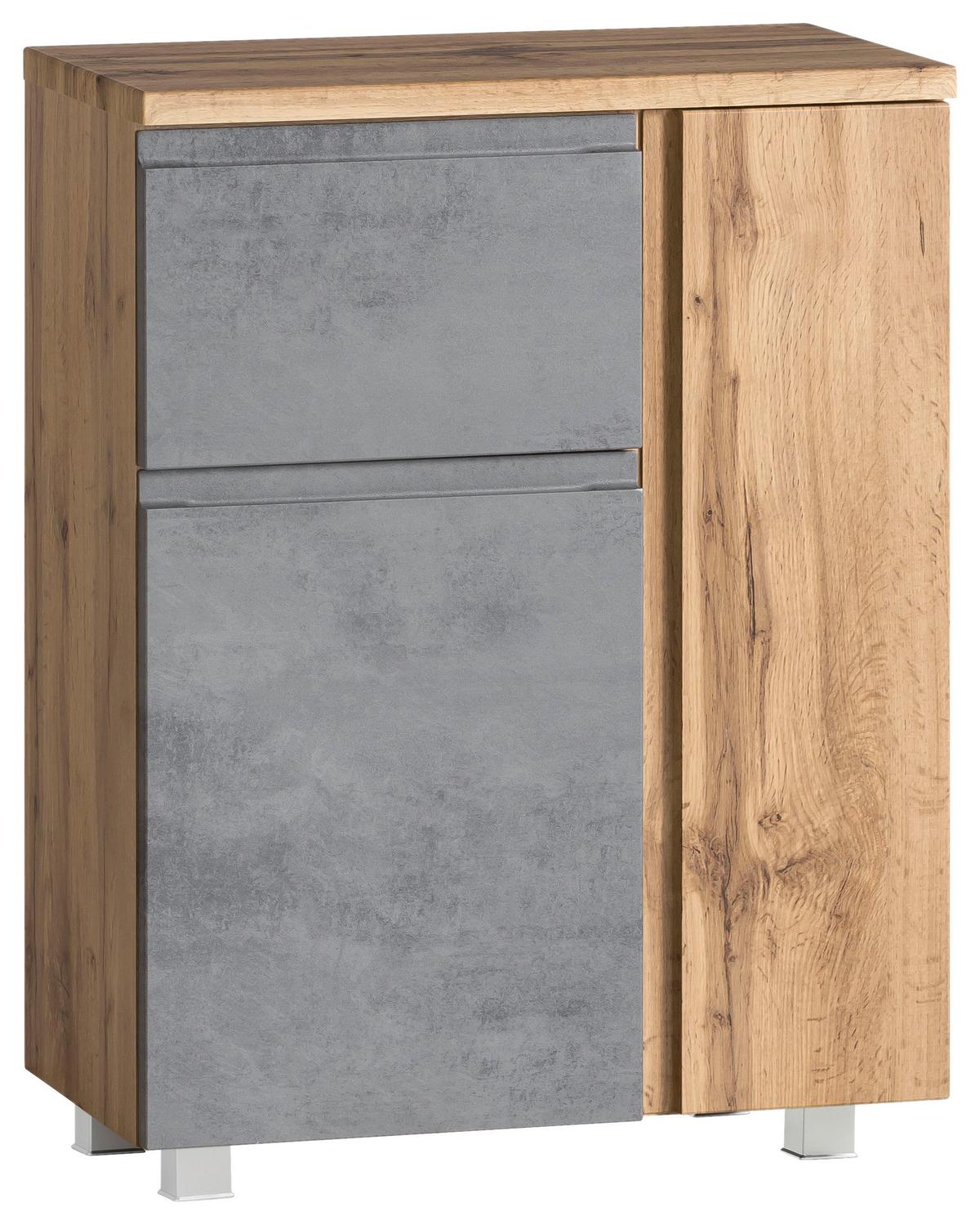 Unterschrank Varese ca. 65x79 cm Hellgrau/Eiche - Eiche Wotan/Hellgrau, MODERN, Holzwerkstoff (65/79/35cm) - Held