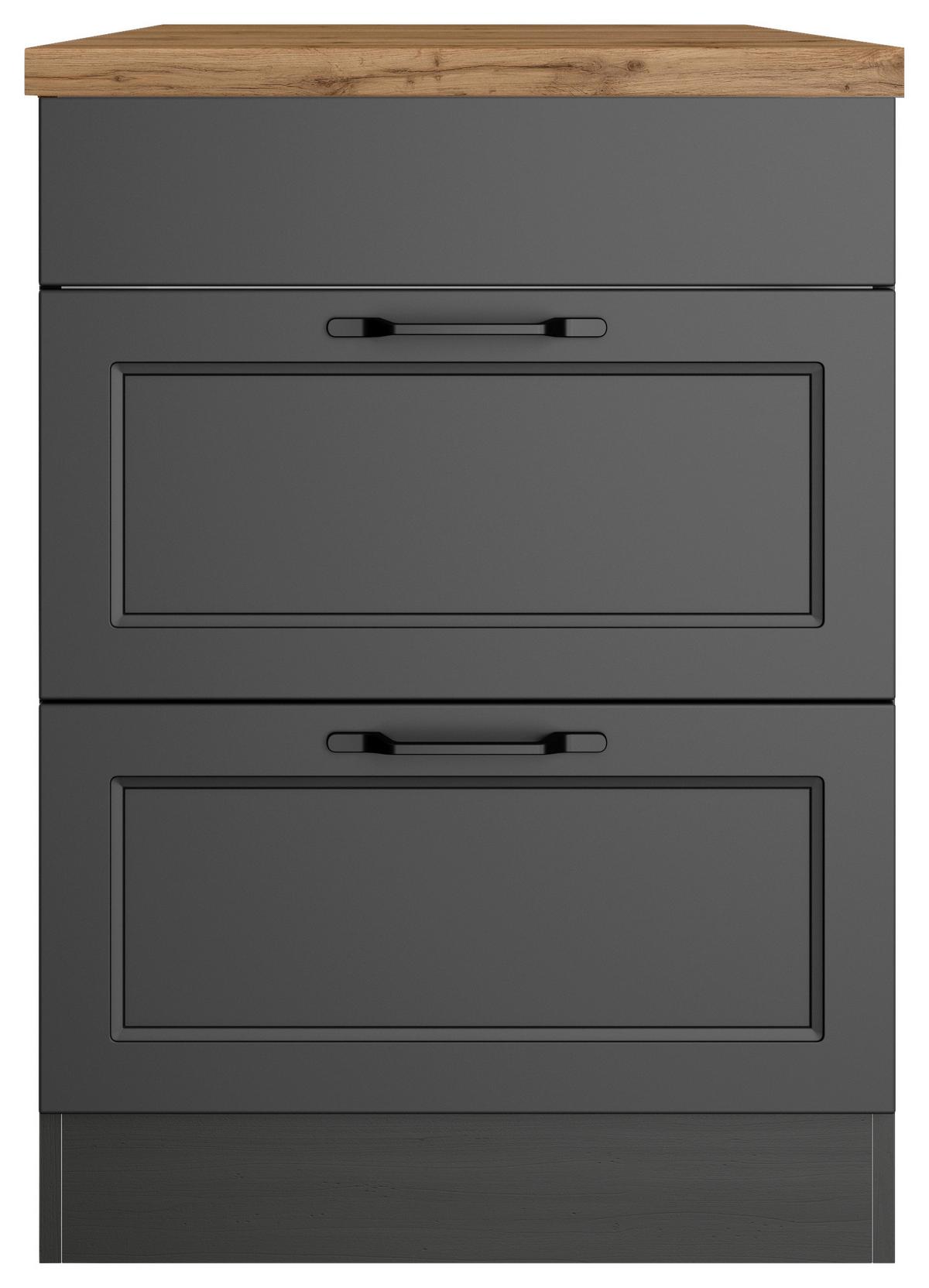 Kochfeldumbauschrank Meran ca. 60x86x60 cm Grau/Eiche - Eiche Wotan/Schwarz, LIFESTYLE, Holzwerkstoff/Metall (60/86/60cm) - Held