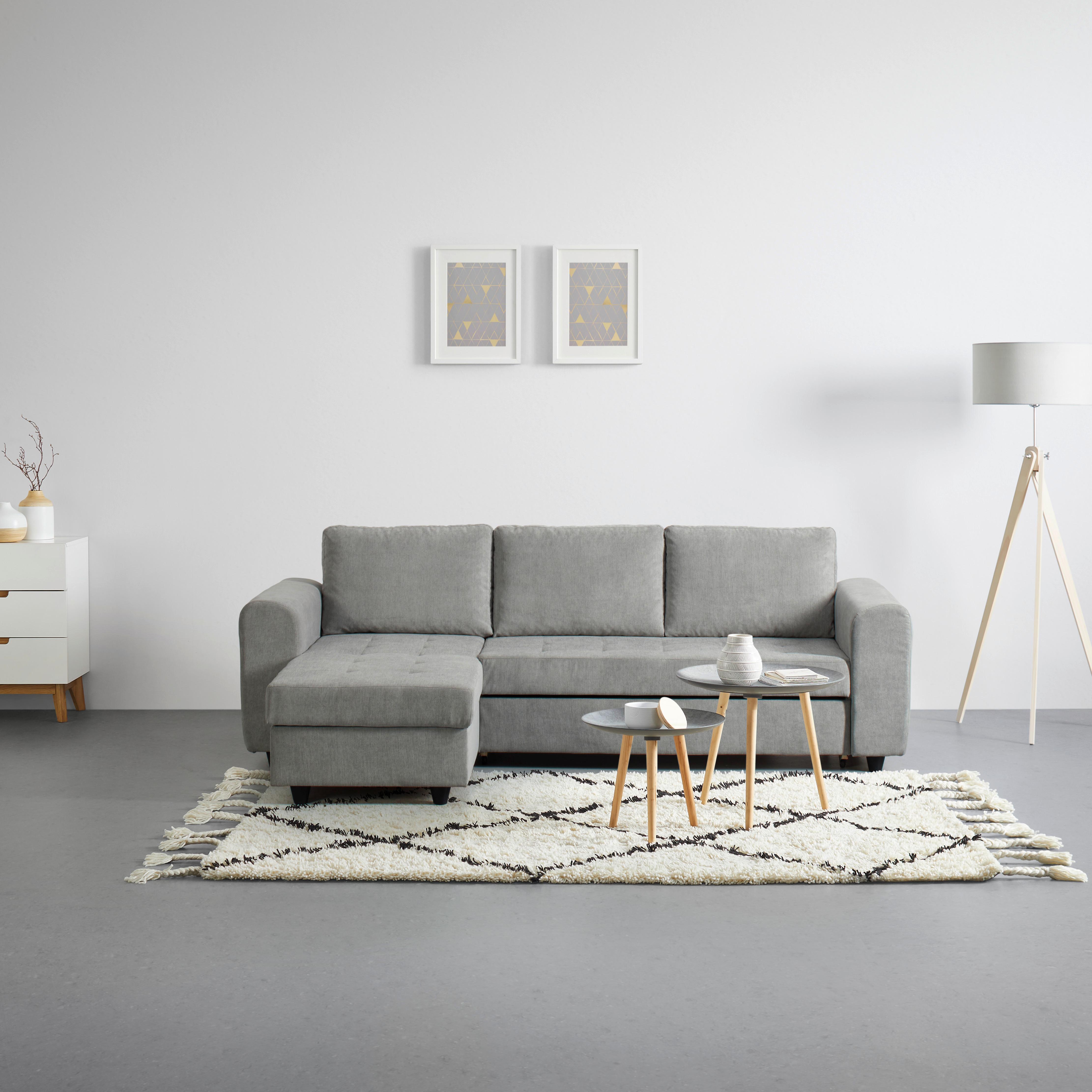 Wohnlandschaft River Grau - Grau, Modern, Textil (245/145cm) - Based