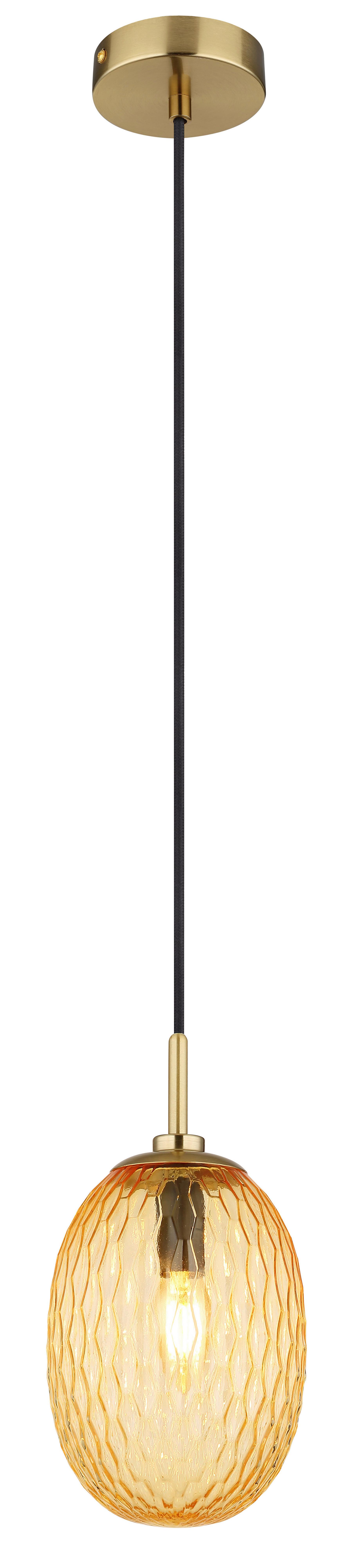 Viseća Svjetiljka Zlatna Boja - narančasta/zlatne boje, Basics, staklo/metal (15/120cm) - Globo