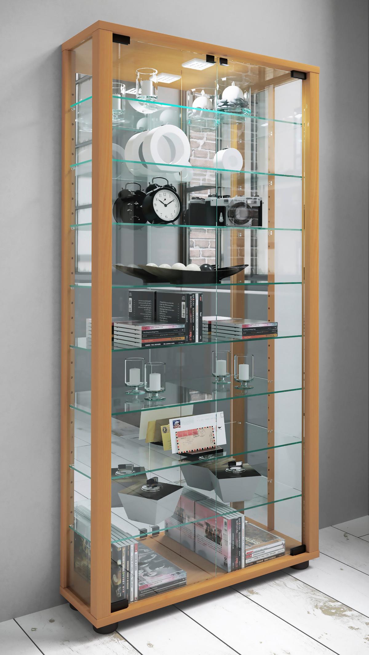 Vitrine Lumo ca. 59x115x18 cm Buche - Buchefarben, MODERN, Glas/Holzwerkstoff (59/114,8/18cm) - MID.YOU