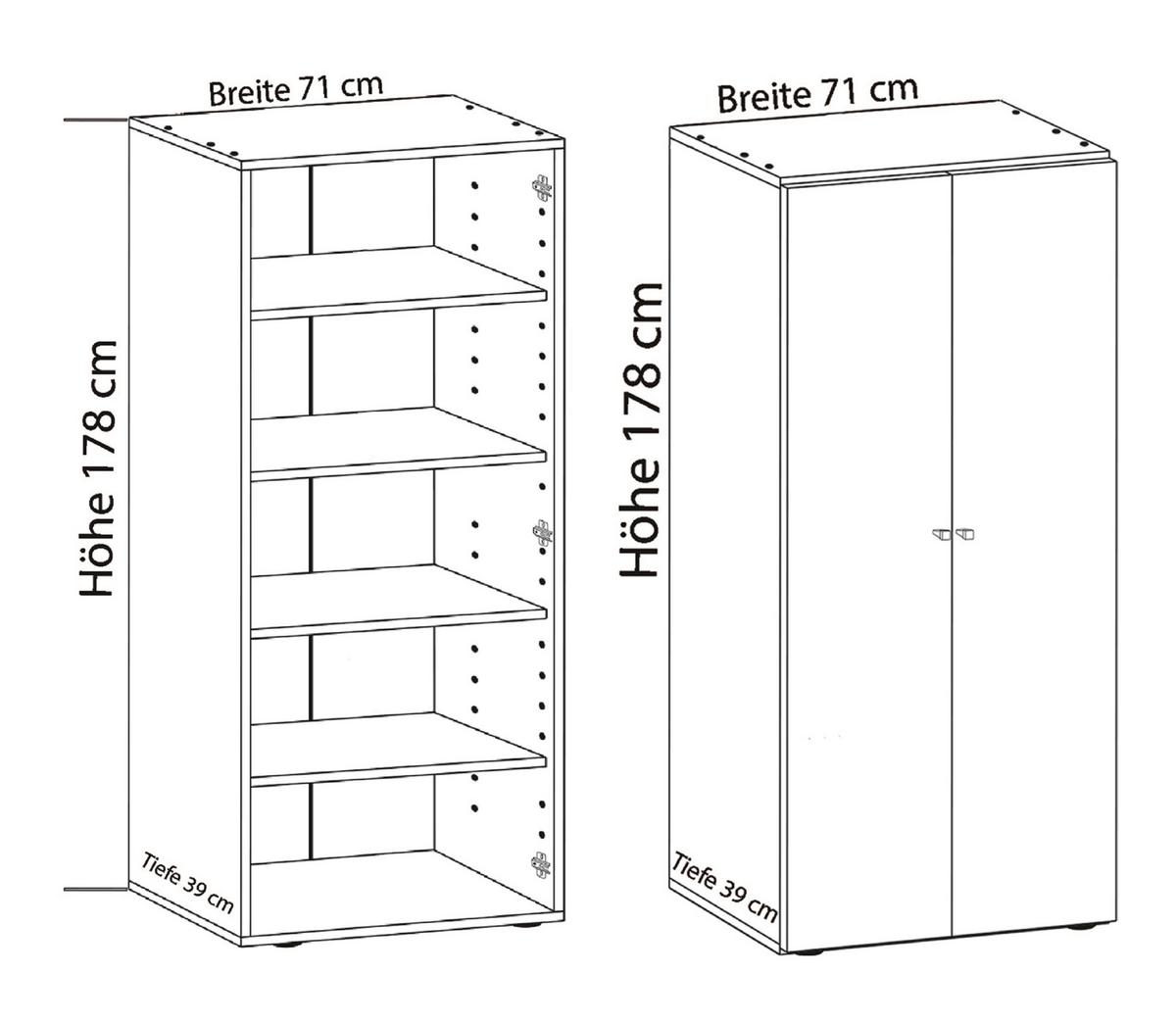 MEHRZWECKSCHRANK VANDOL I 5 DT - Weiss/Silberfarben, Design, Holzwerkstoff/Kunststoff (70/178/39cm) - MID.YOU