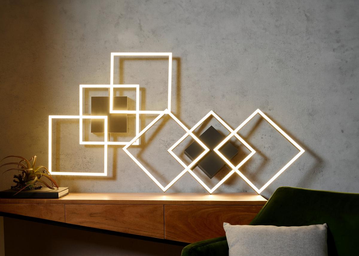 LAMPA SUFITOWA LED GIGA 4 *SBN* - kolor niklowy, Trend, tworzywo sztuczne/metal (75,5/37/6cm) - Novel