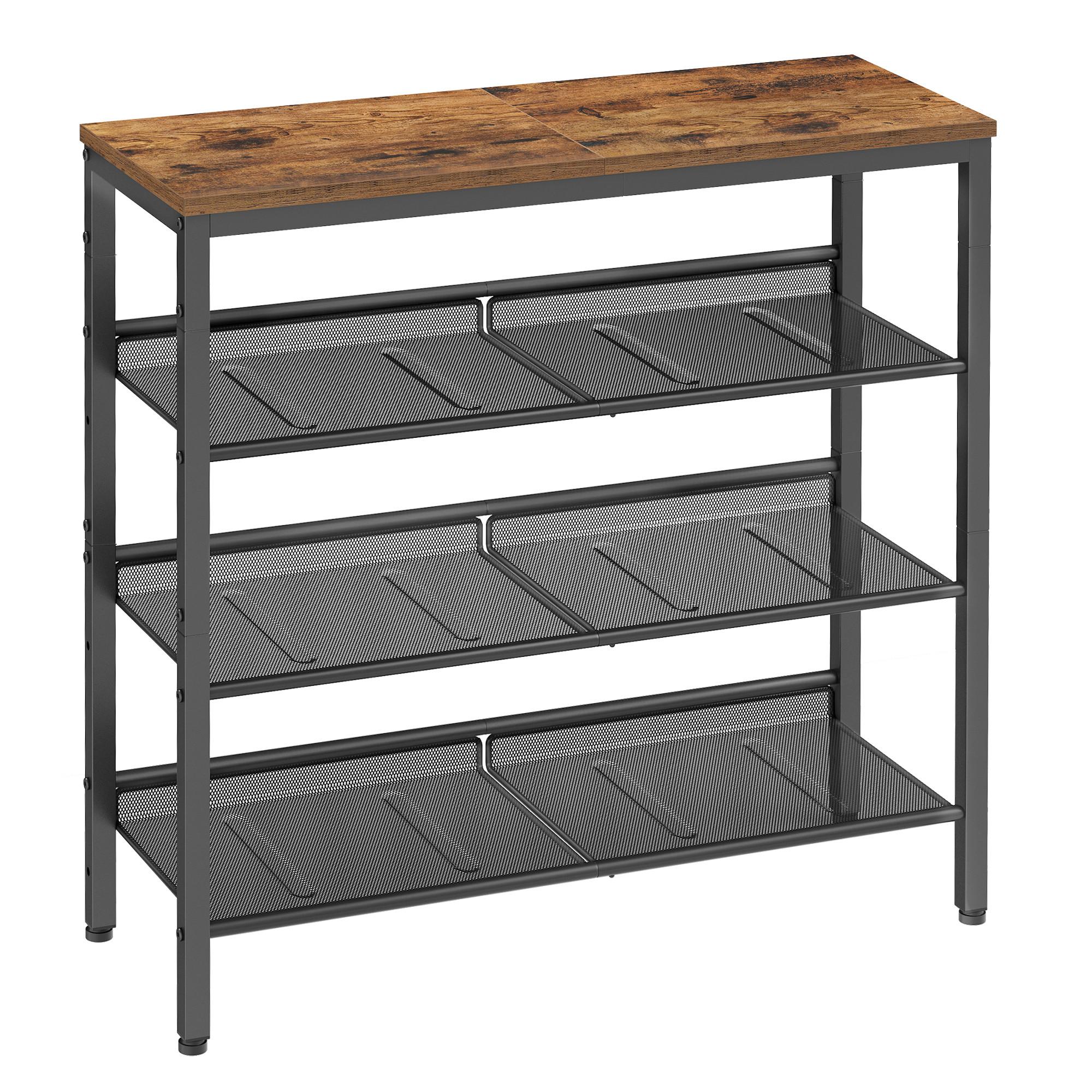 SCHUHREGAL SHOE RACK - Schwarz/Braun, MODERN, Holzwerkstoff/Metall (75/73/30cm) - MID.YOU