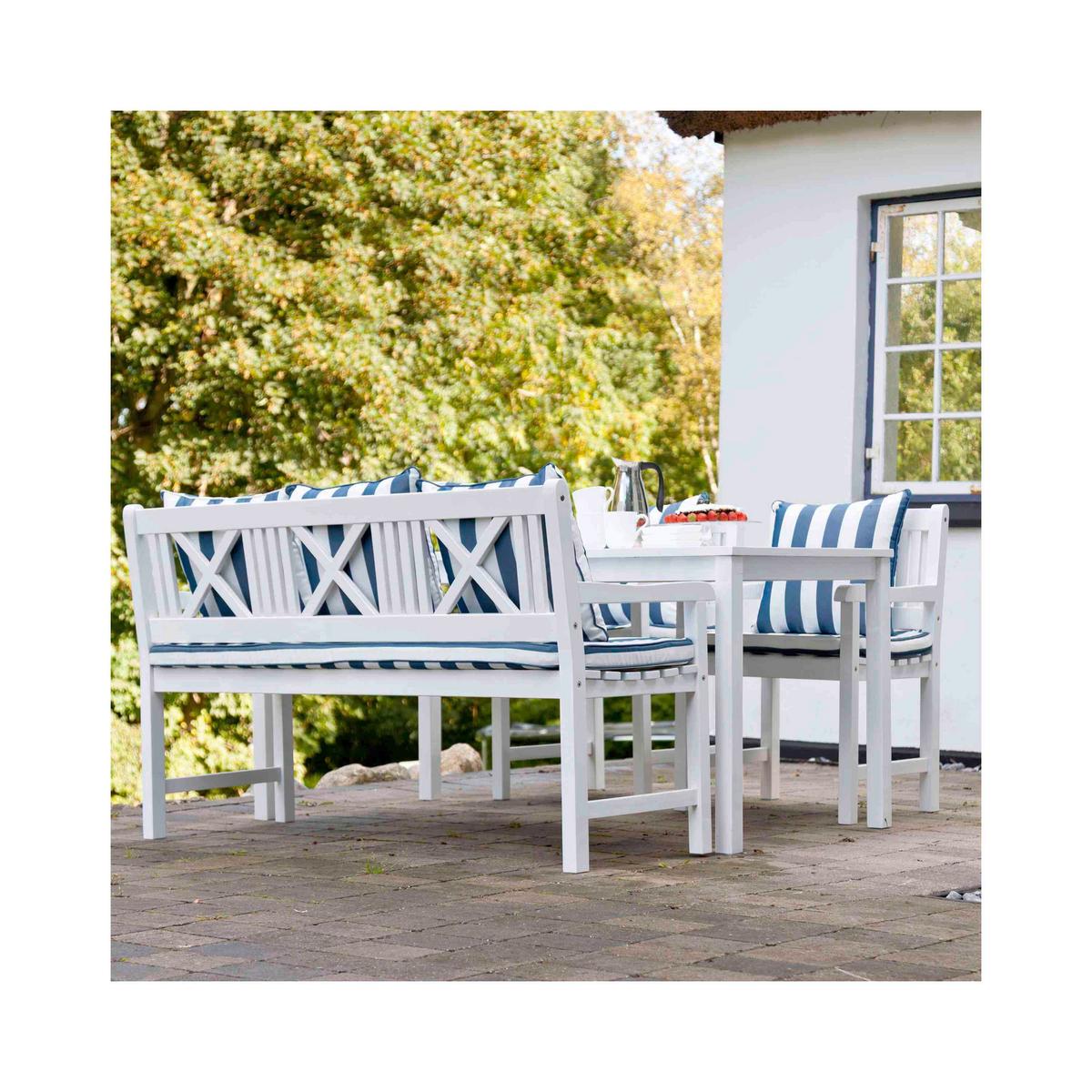 Gartentisch Holz Rosenborg Weiß - Weiß Hochglanz, Natur, Holz (165/80/75cm) - Gardenson