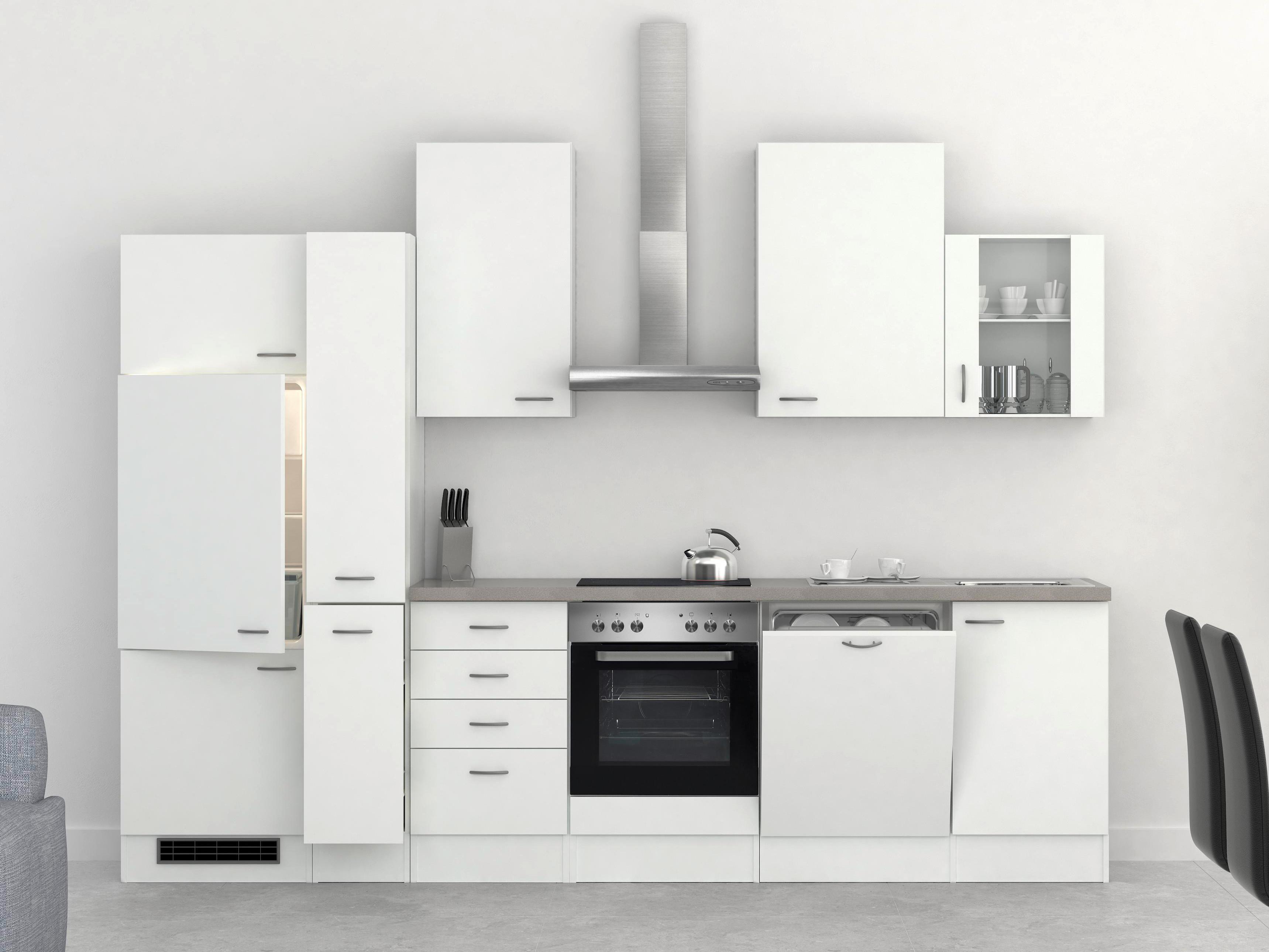 Kuhinjski Blok Z Aparati Wito, Bela - barve nerjavečega jekla/bela, Moderno, umetna masa/leseni material (310cm) - FlexWell