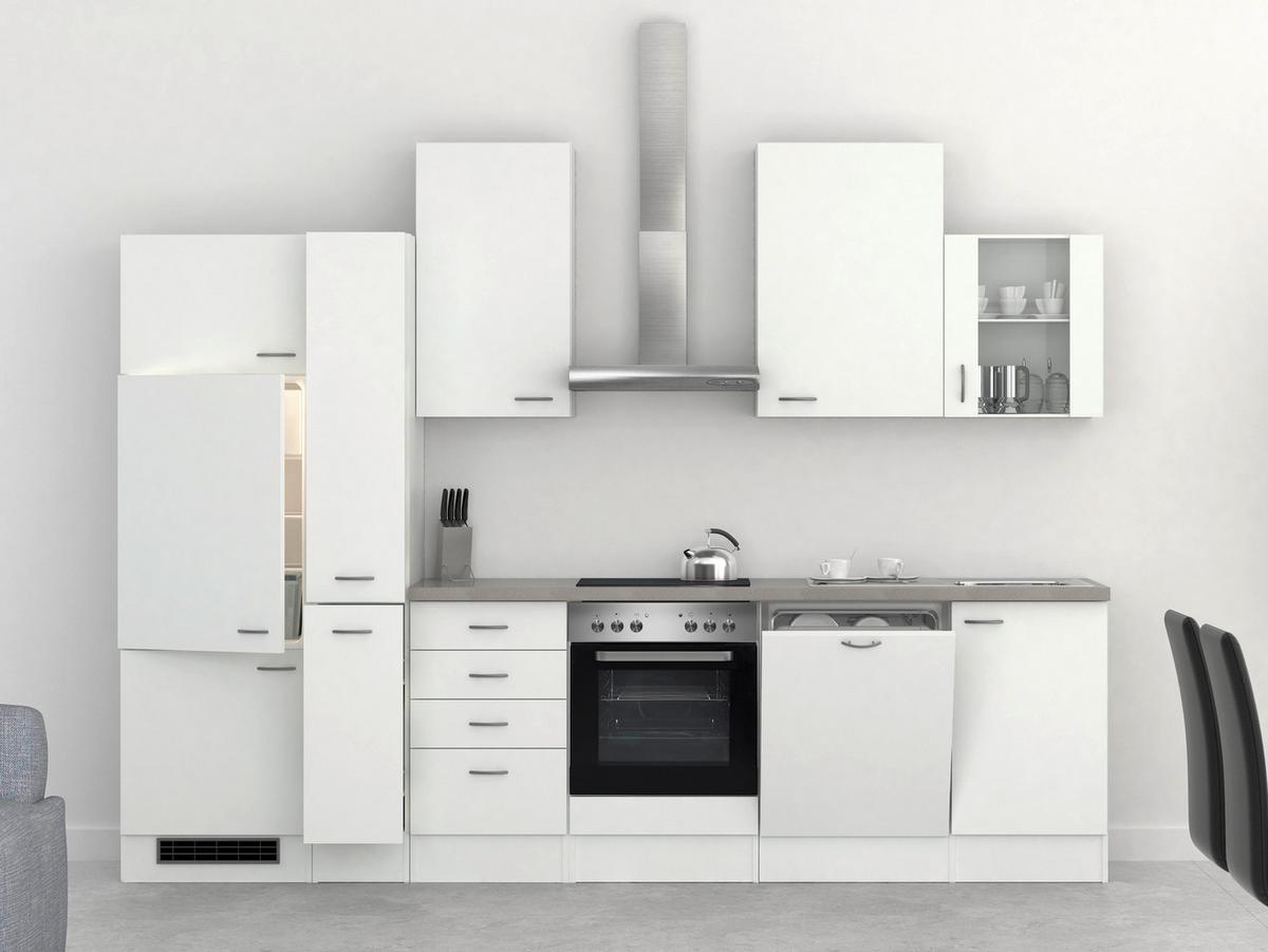 Kuhinjski Blok Z Aparati Wito, Bela - barve nerjavečega jekla/bela, Moderno, umetna masa/leseni material (310cm) - FlexWell