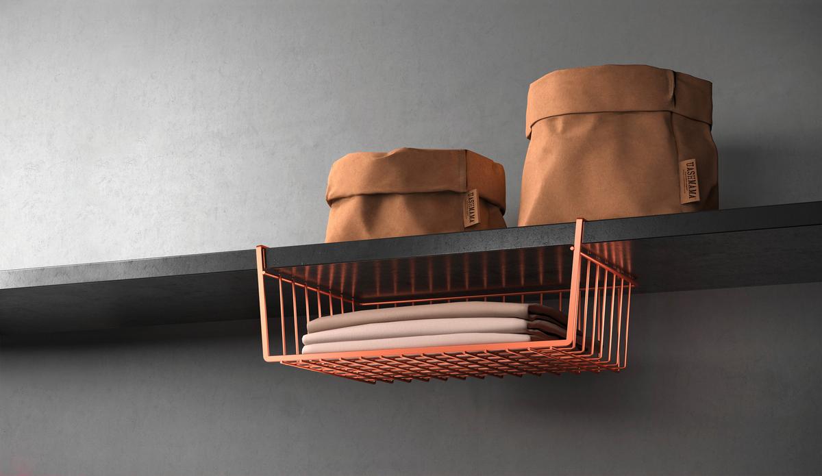 Felakasztható Kosár Kanguro 40 Copper - rézvörös, fém (40/26/14cm) - Metaltex